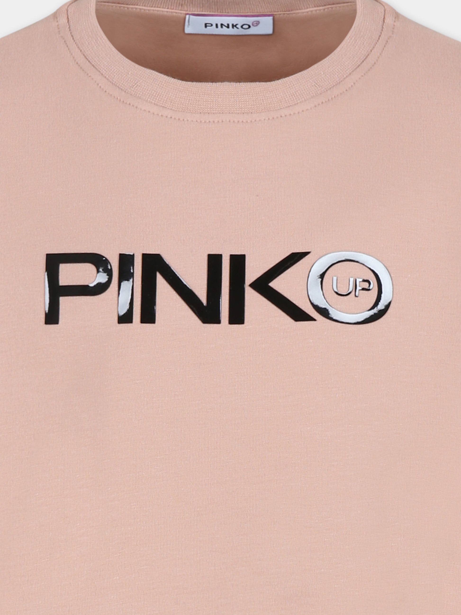 Felpa crop rosa per bambina con logo,Pinko,F4PIJGSW090 261