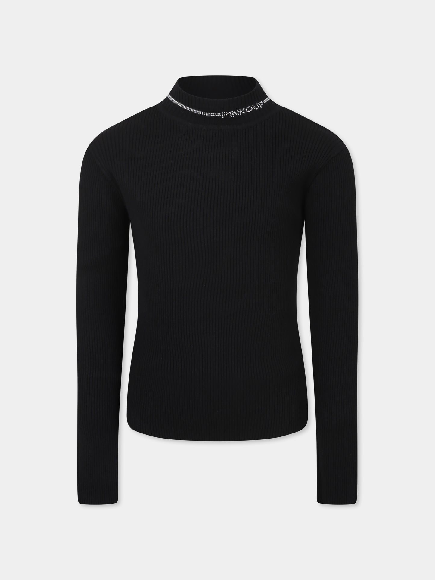 Black turtleneck for girl with logo