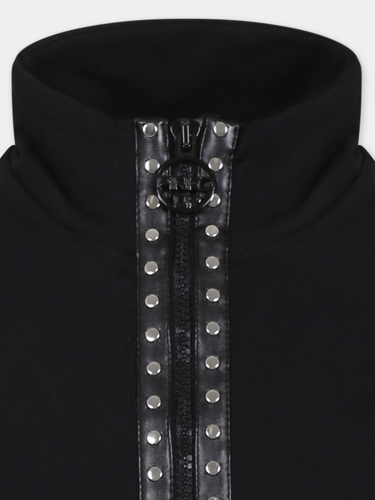 Felpa nera per bambina con logo e borchie,Pinko,F4PIJGZS045 110