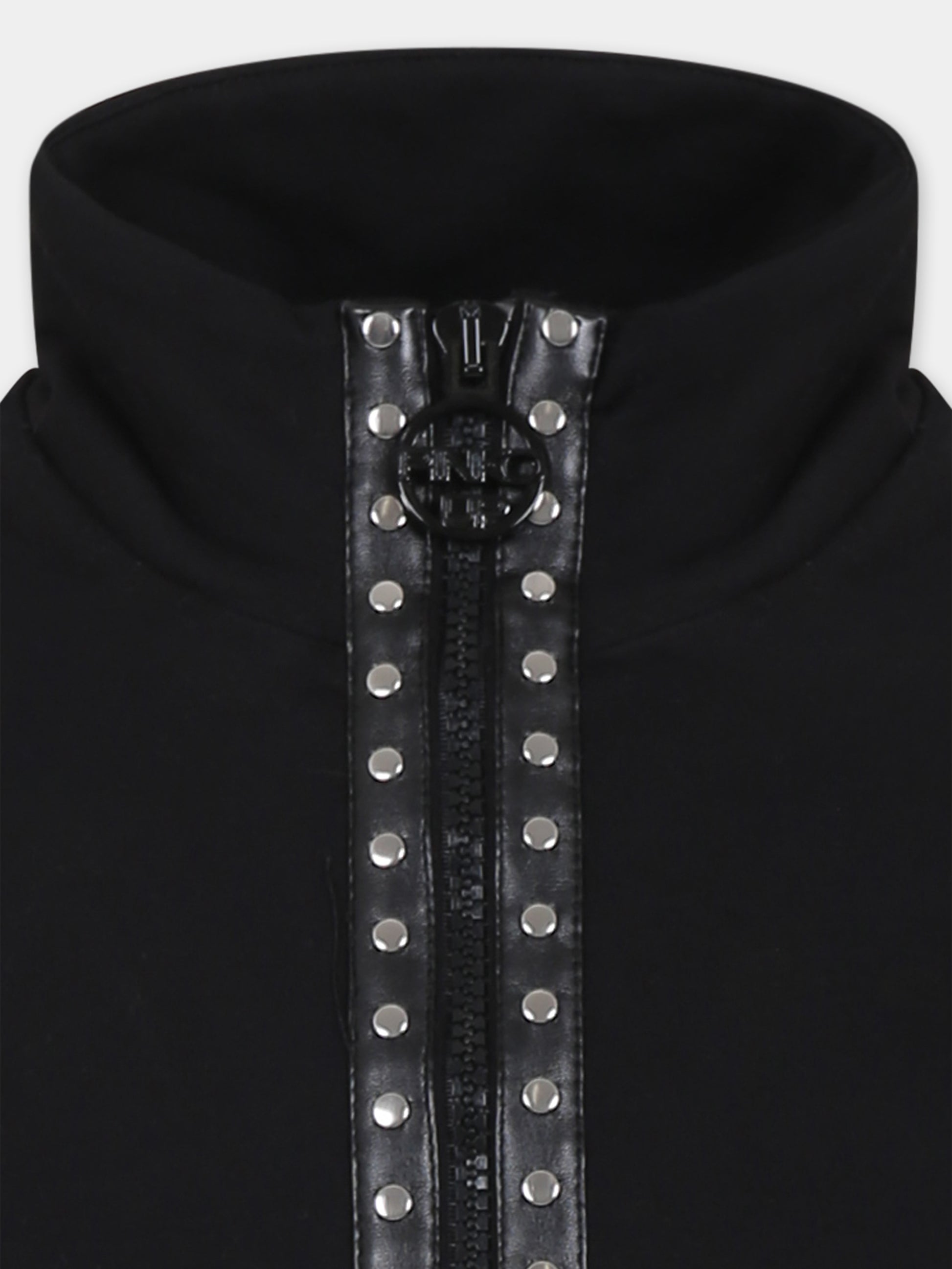 Felpa nera per bambina con logo e borchie,Pinko,F4PIJGZS045 110