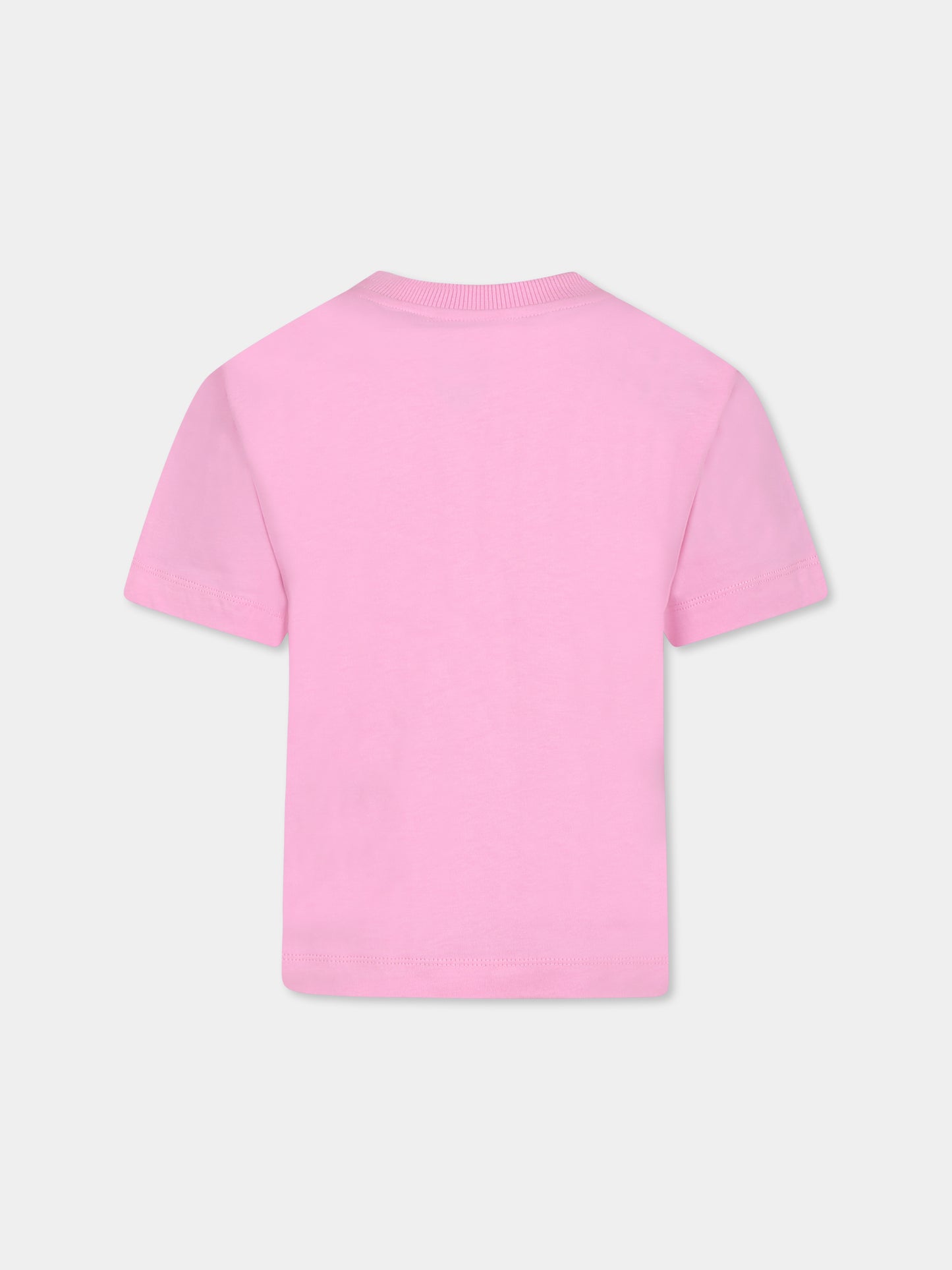 T-shirt rosa per bambina con tre Teddy Bears,Moschino Kids,H9M03R LAA10 50243