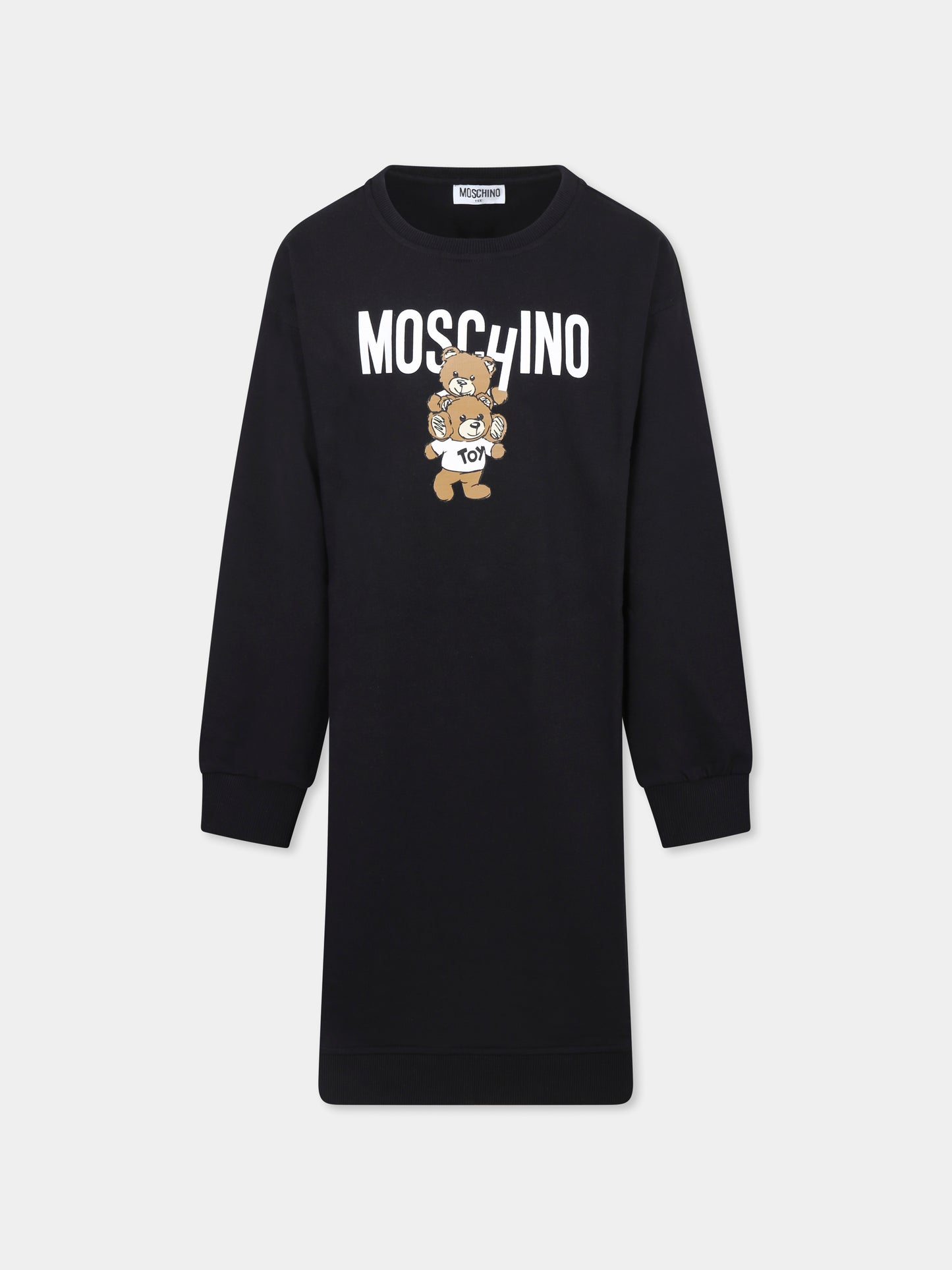 Vestito nero per bambina con dueTeddy Bears,Moschino Kids,HDV0FE LCA14 60100