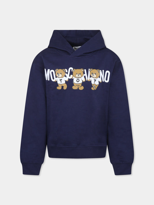 Felpa blu per bambini con Teddy Bear,Moschino Kids,HMF07K LCA40 40016