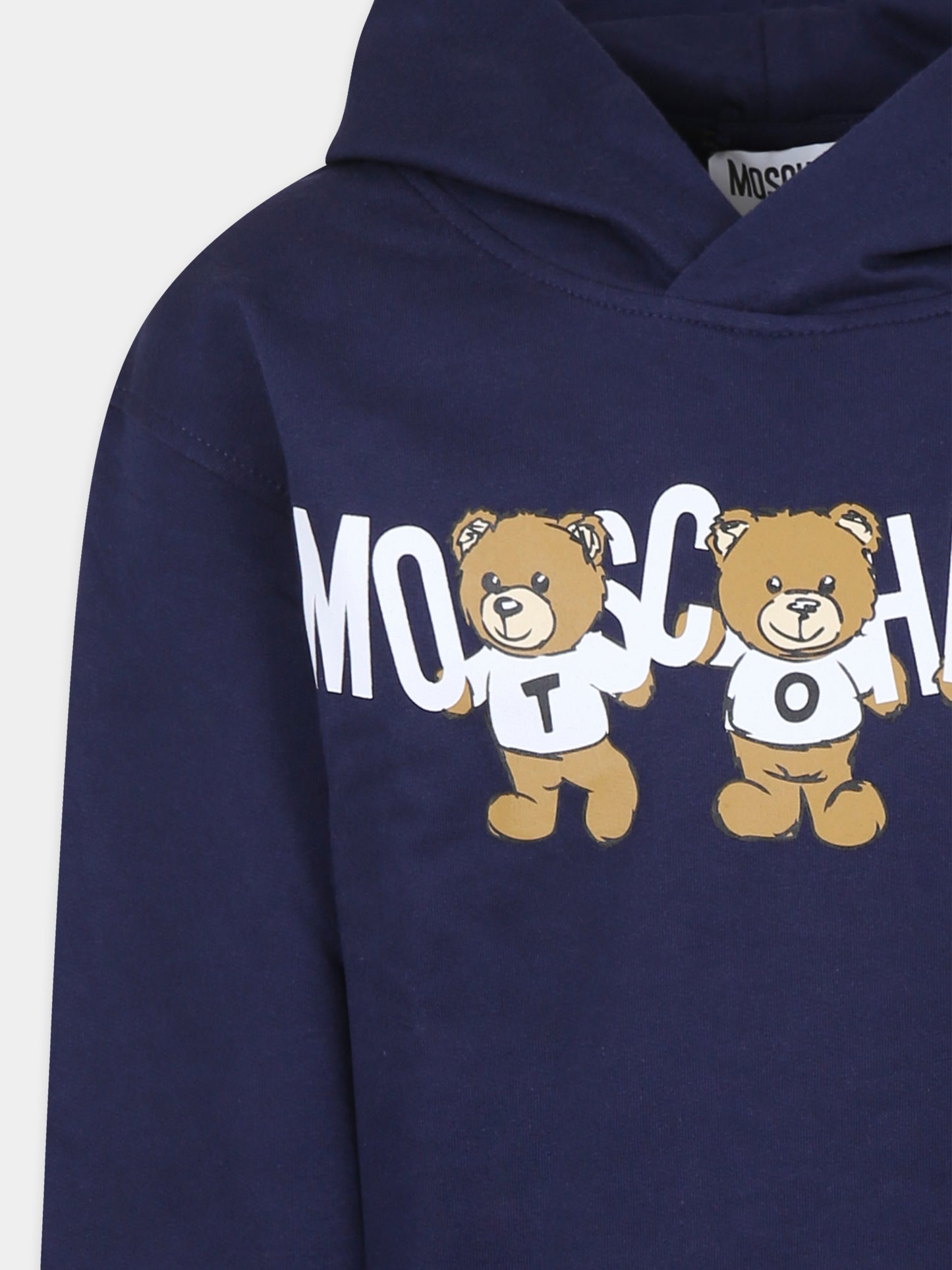 Felpa blu per bambini con Teddy Bear,Moschino Kids,HMF07K LCA40 40016