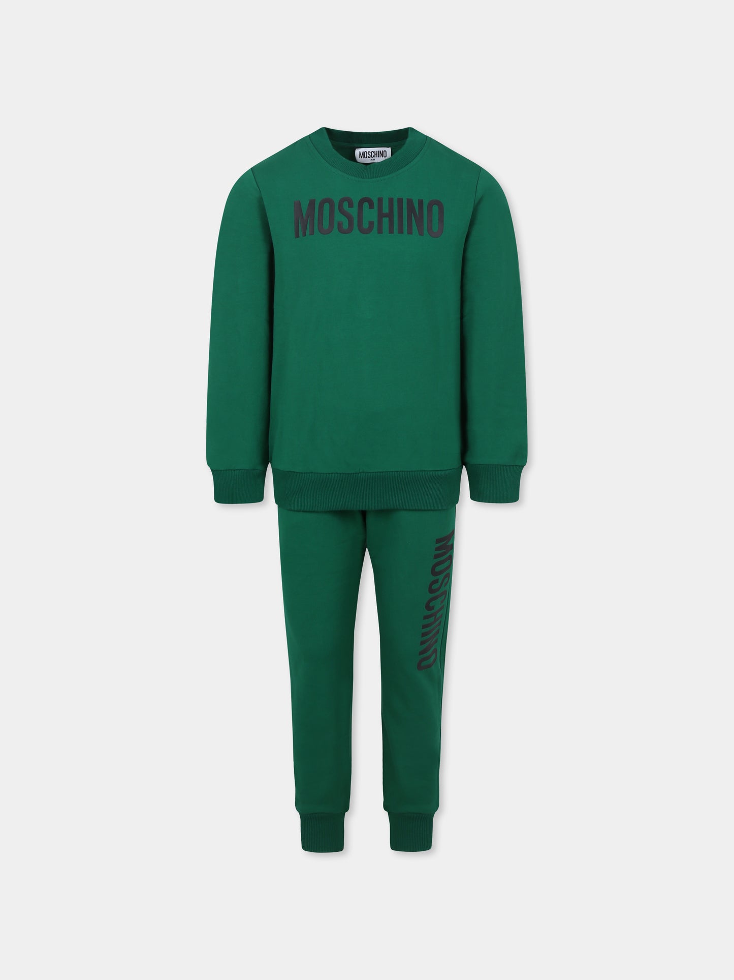 Completo verde per bambino con logo,Moschino Kids,HUK045 LDA21 30139