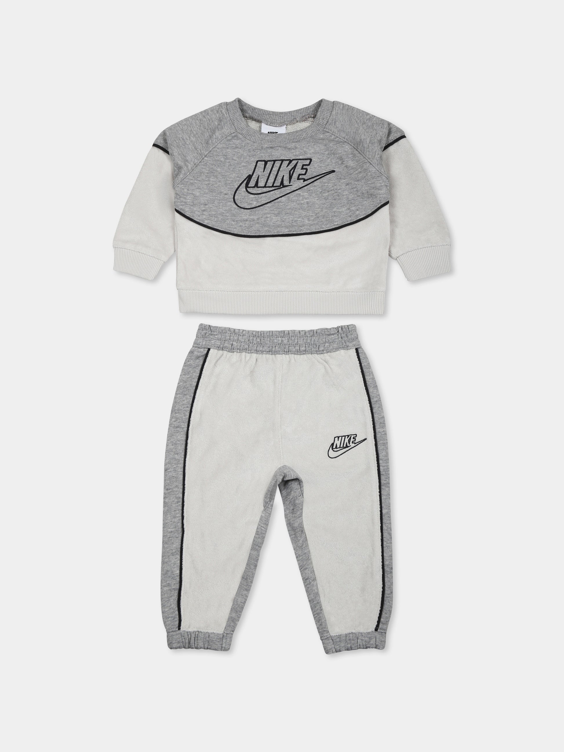 Completo grigio per neonato con logo e stampa,Nike,66L198 042