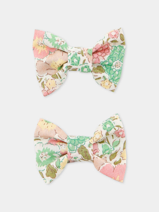 Set fermagli multicolor per bambina con stampa floreale,Bonpoint,W05GHAW00013 521