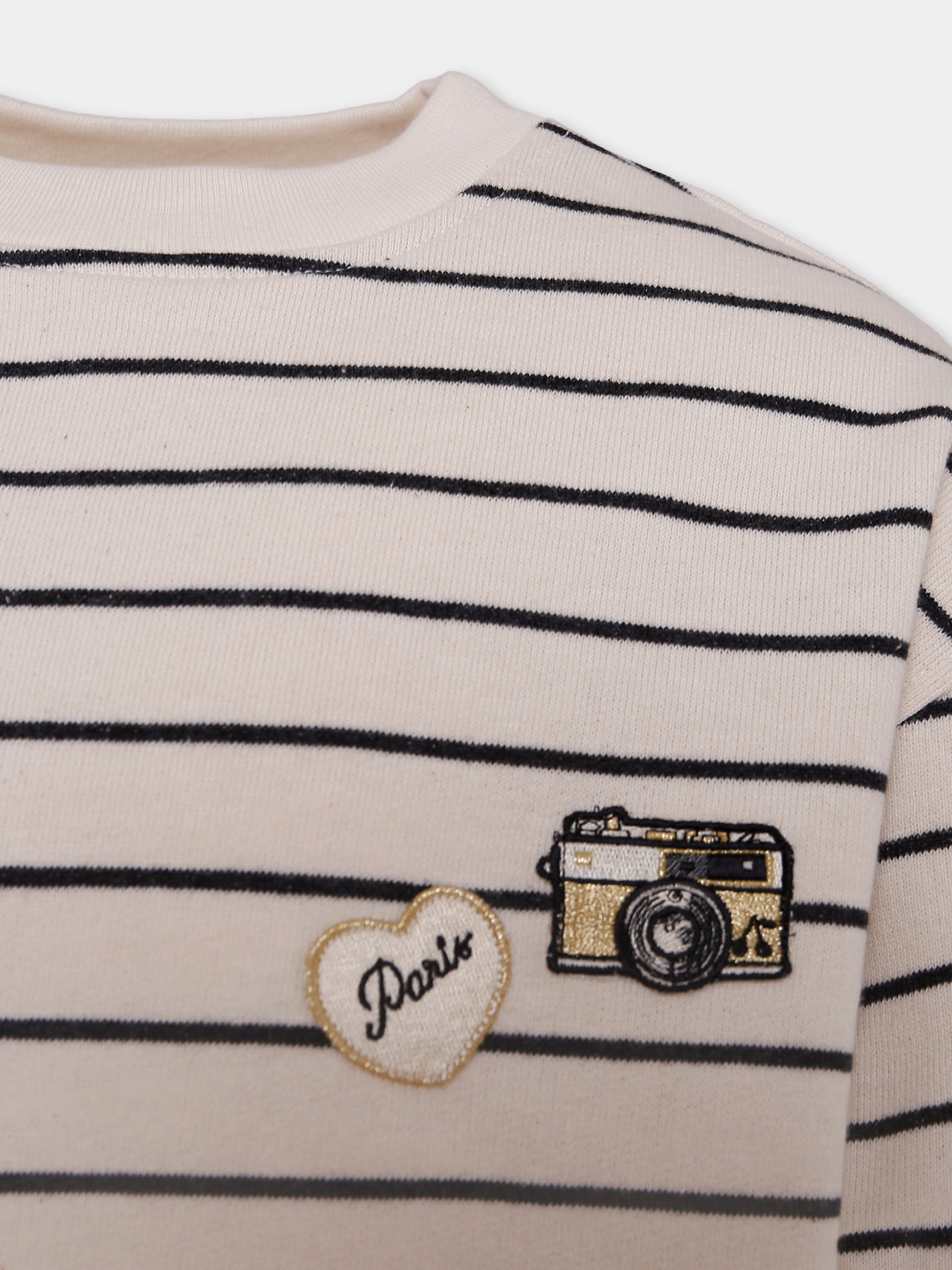 Felpa avorio per bambina con macchina fotografica,Bonpoint,P05GSWK00001 299