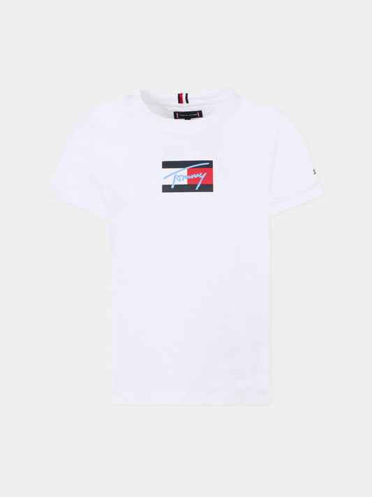 T-shirt bianca per bambini con logo,Tommy Hilfiger Junior,25CTHKB0KB09725 YBR