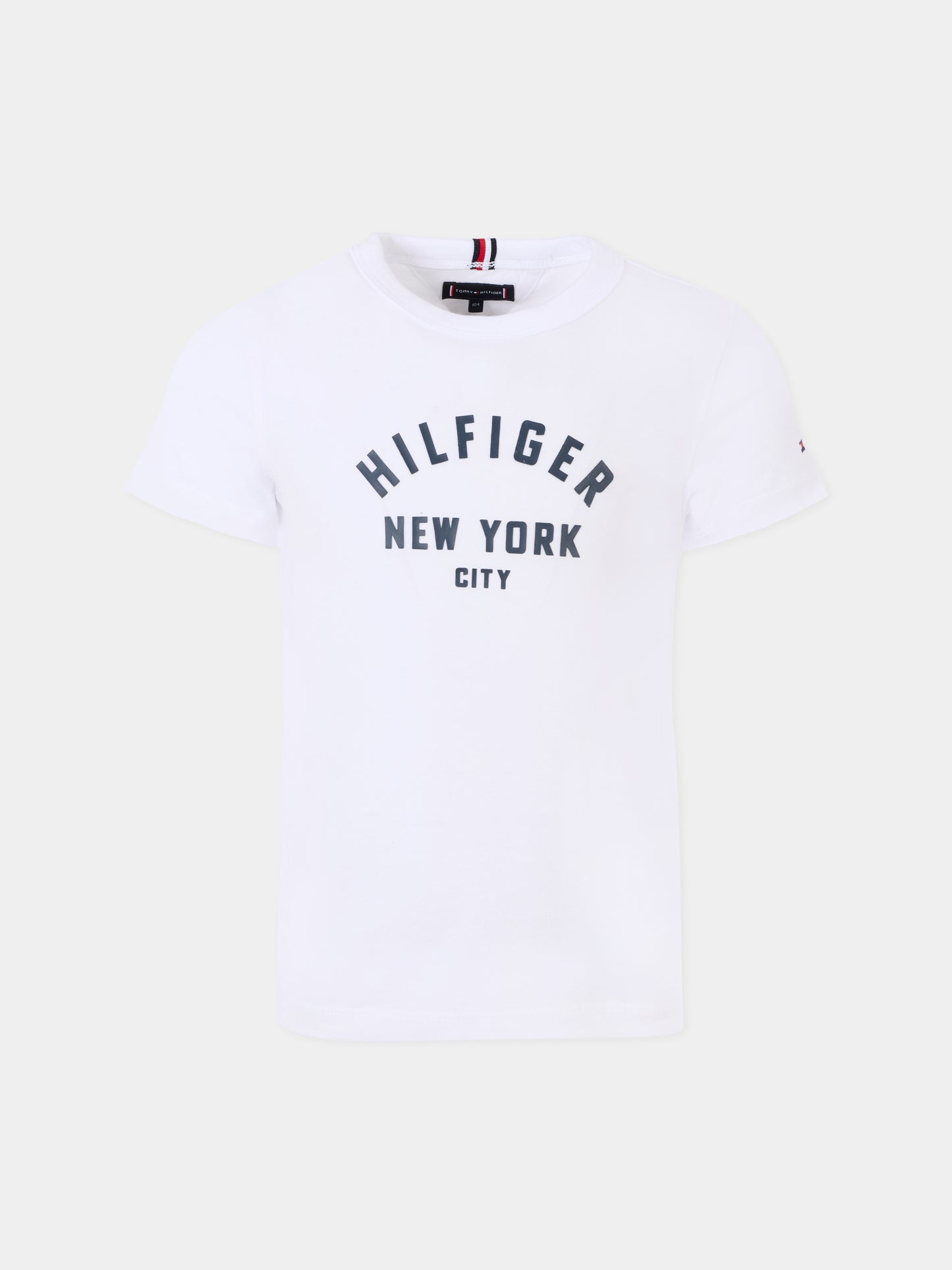 T-shirt bianca per bambino con logo blu,Tommy Hilfiger Junior,25CTHKB0KB09800 YBR