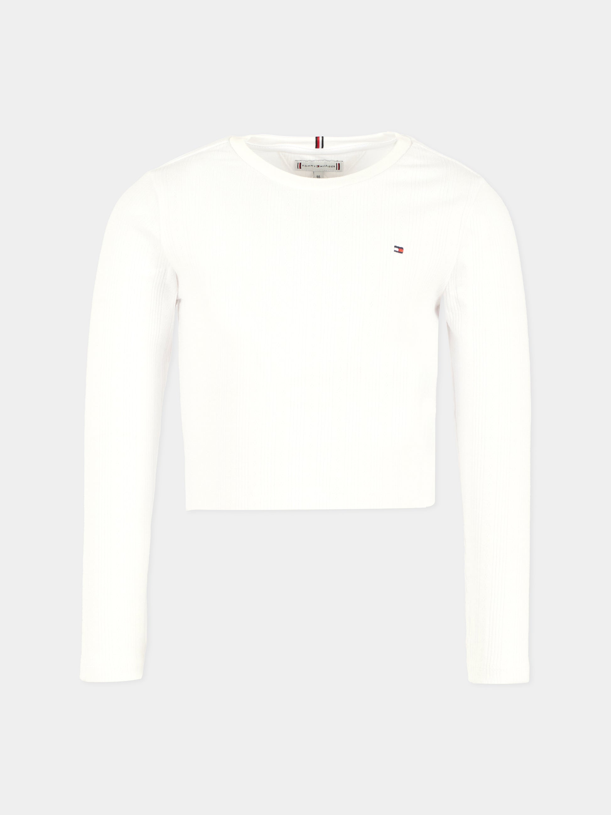 T-shirt bianca per bambina con bandierina,Tommy Hilfiger Junior,25CTHKG0KG08631 YBR
