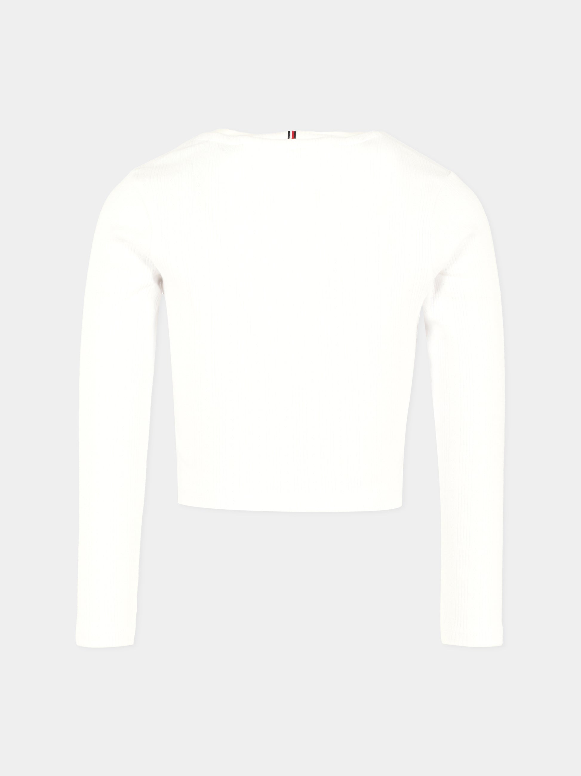 T-shirt bianca per bambina con bandierina,Tommy Hilfiger Junior,25CTHKG0KG08631 YBR