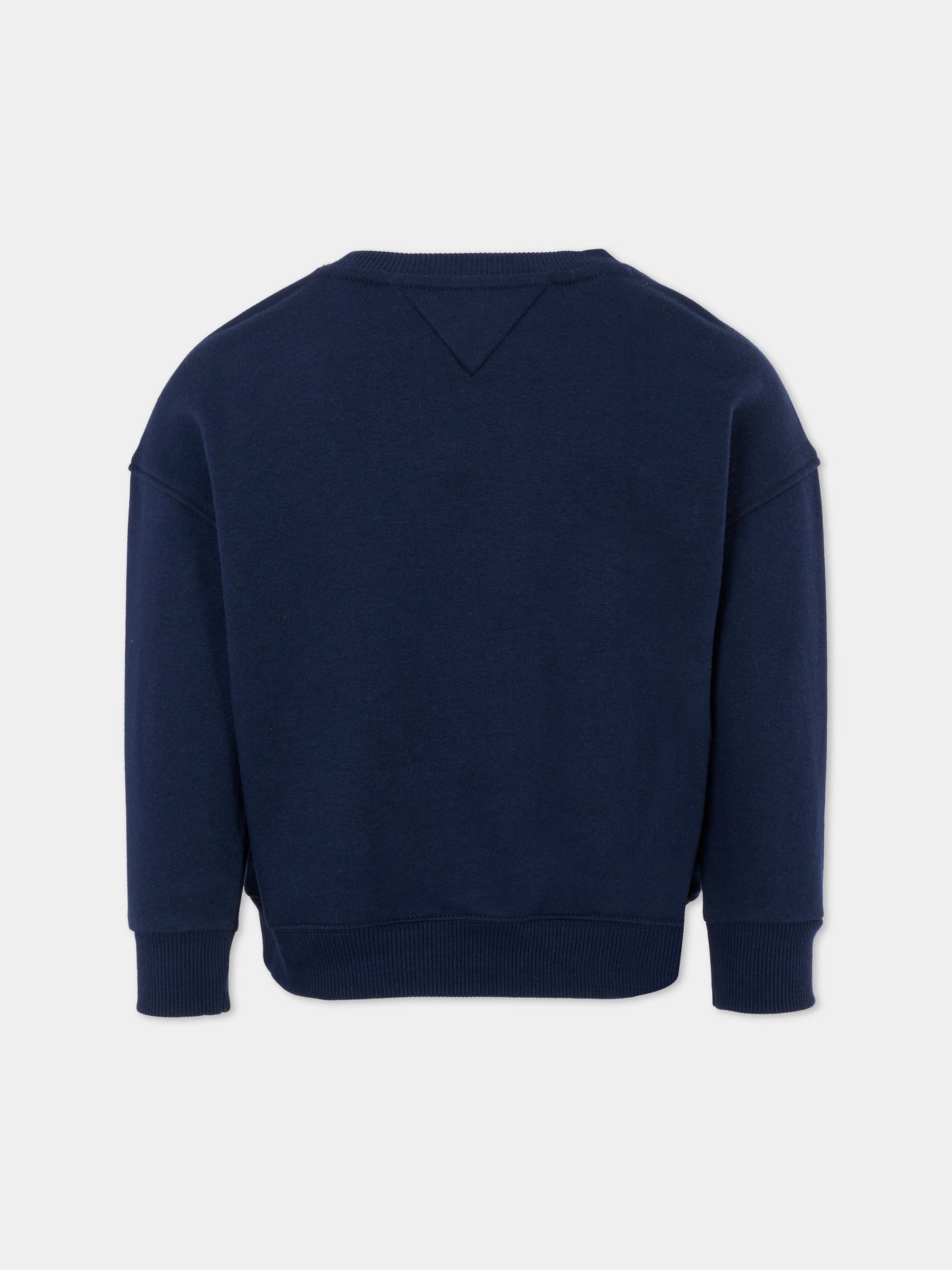 Felpa blu per bambina con logo argentato,Tommy Hilfiger Junior,25CTHKG0KG08683 C1G