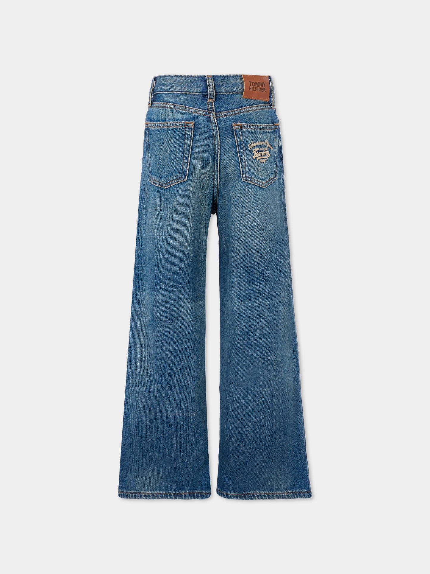 Jeans blu per bambina con bandiera,Tommy Hilfiger Junior,25CTHKG0KG08745 1BZ