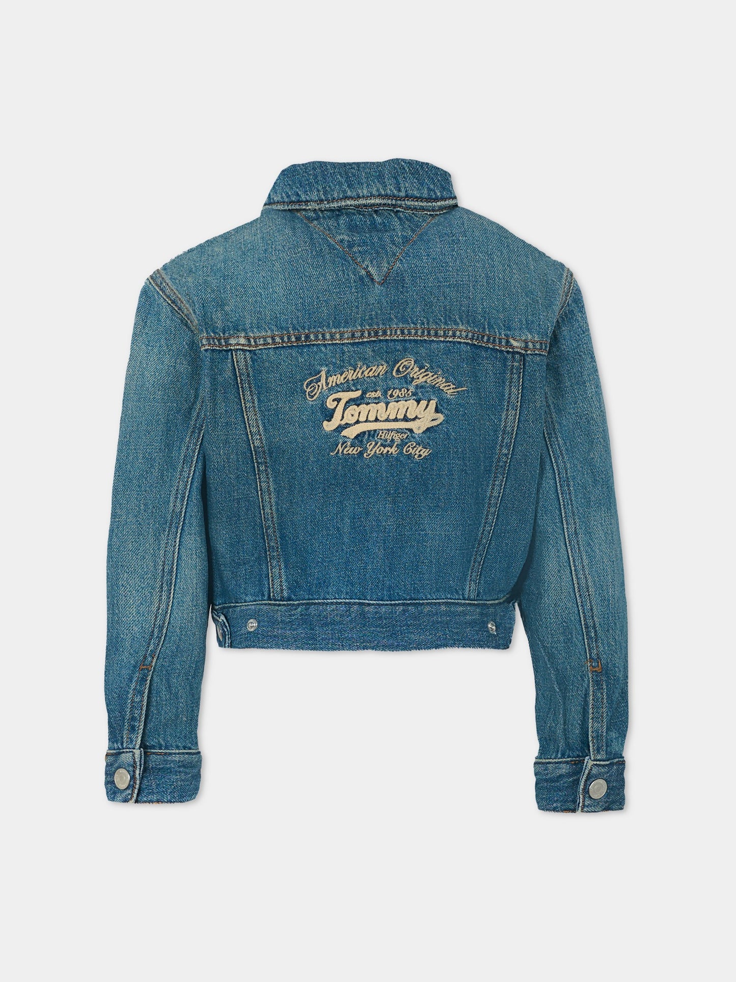 Giubbotto di jeans blu per bambina con logo,Tommy Hilfiger Junior,25CTHKG0KG08752 1BK