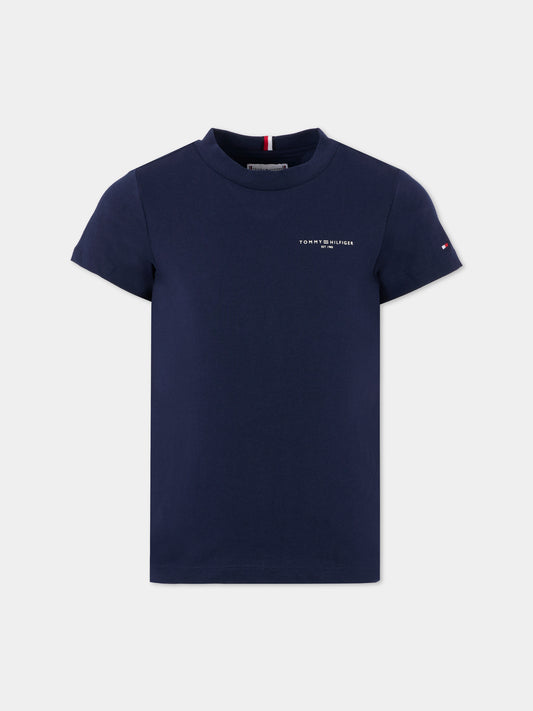 T-shirt blu per bambini con logo,Tommy Hilfiger Junior,25CTHKS0KS00594 C1G