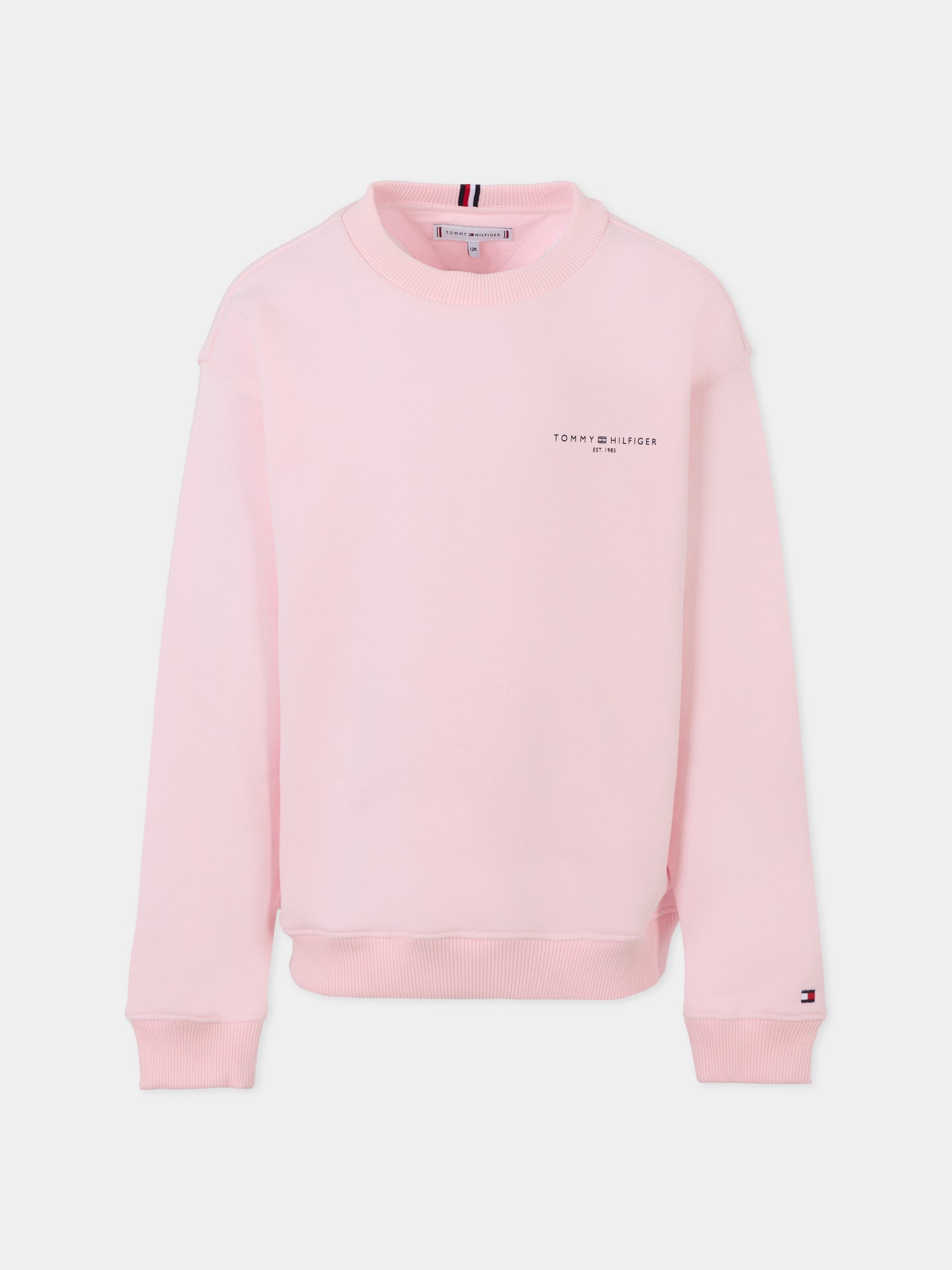 Felpa rosa per bambina con logo nero,Tommy Hilfiger Junior,25CTHKS0KS00640 TOG