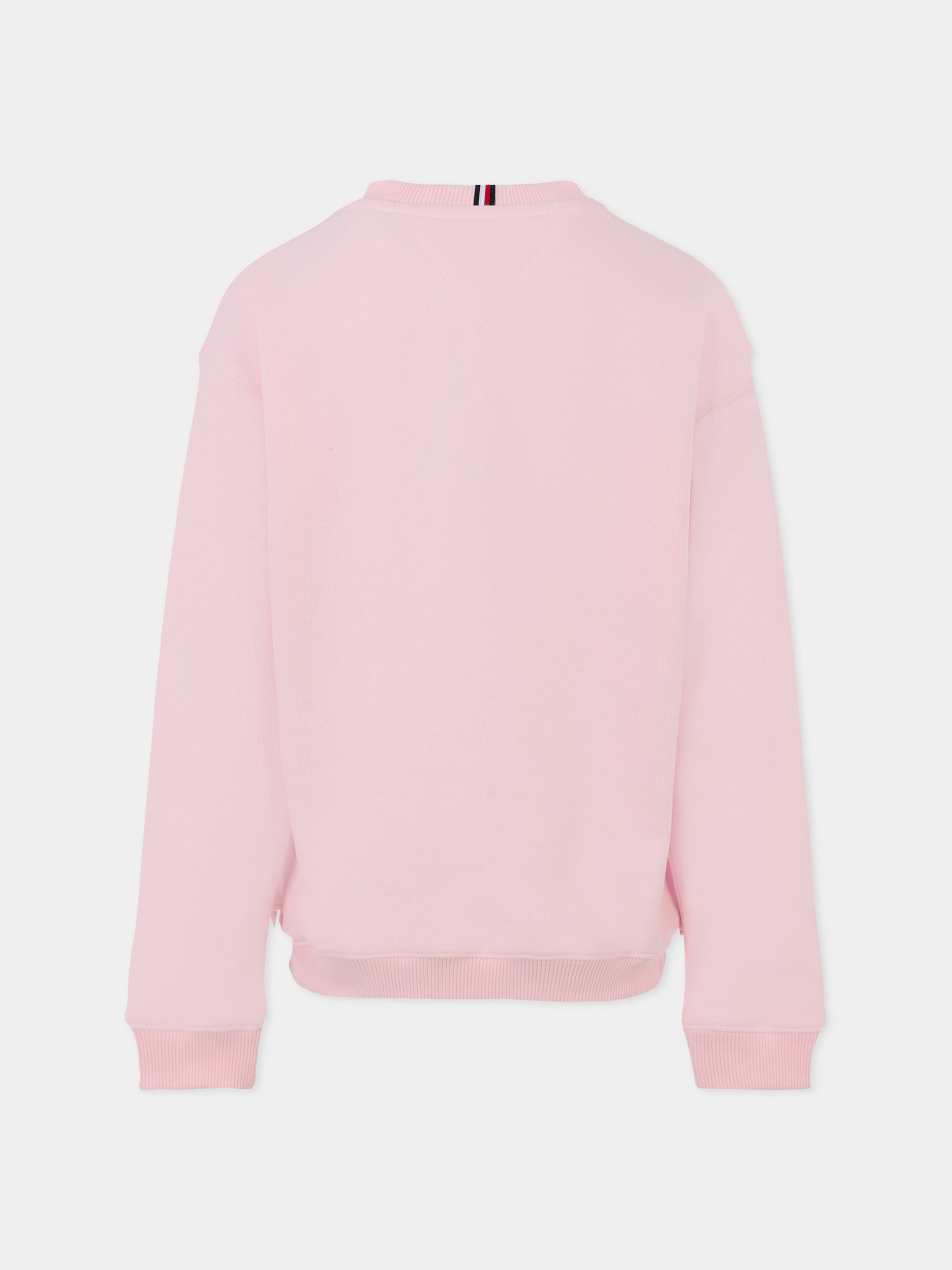 Felpa rosa per bambina con logo nero,Tommy Hilfiger Junior,25CTHKS0KS00640 TOG