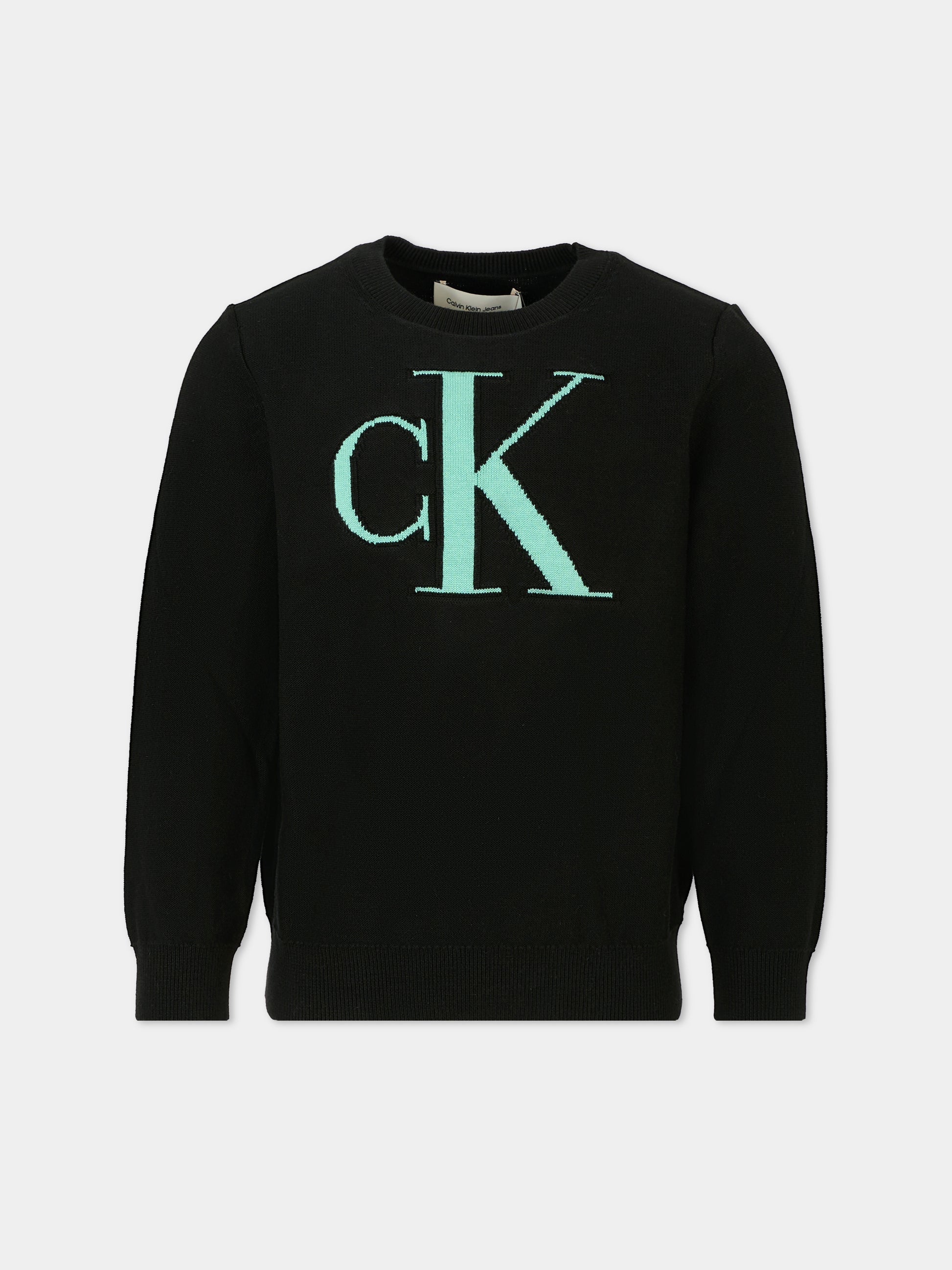 Maglione nero per bambino con logo,Calvin Klein Kids,25CCKIB0IB02152 BEH