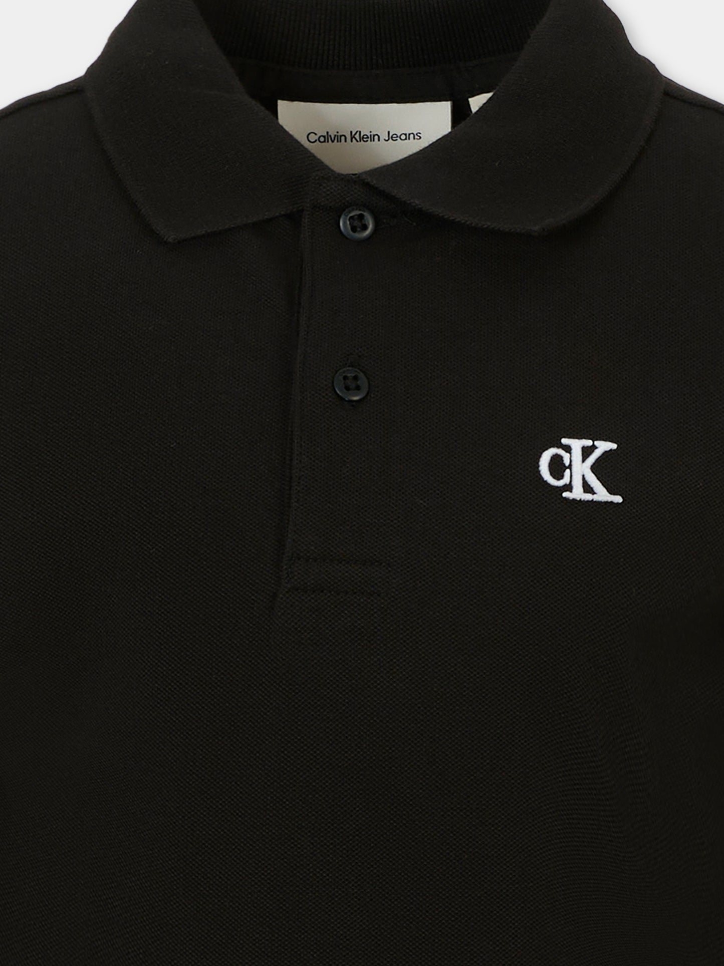Polo nera per bambino con logo ricamato,Calvin Klein Kids,25CCKIB0IB02421 BEH
