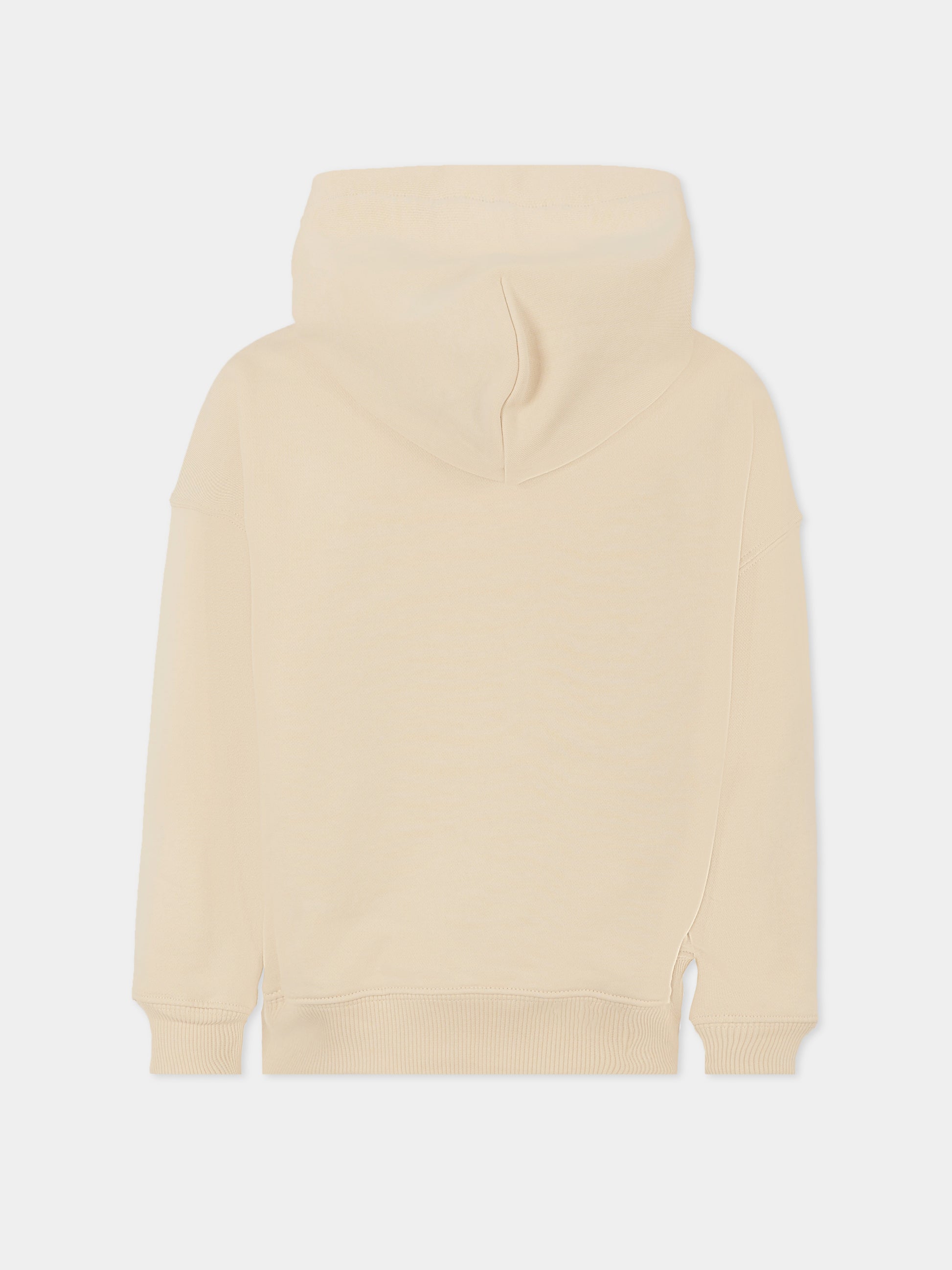 Felpa avorio per bambina con logo ricamato,Calvin Klein Kids,25CCKIB0IB02524 PGB