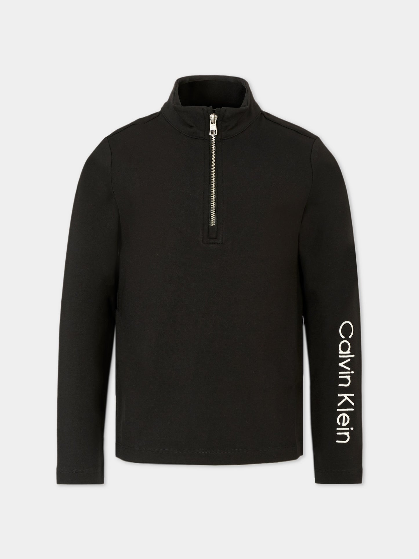 T-shirt nera per bambina con logo ricamato,Calvin Klein Kids,25CCKIG0IG02978 BEH