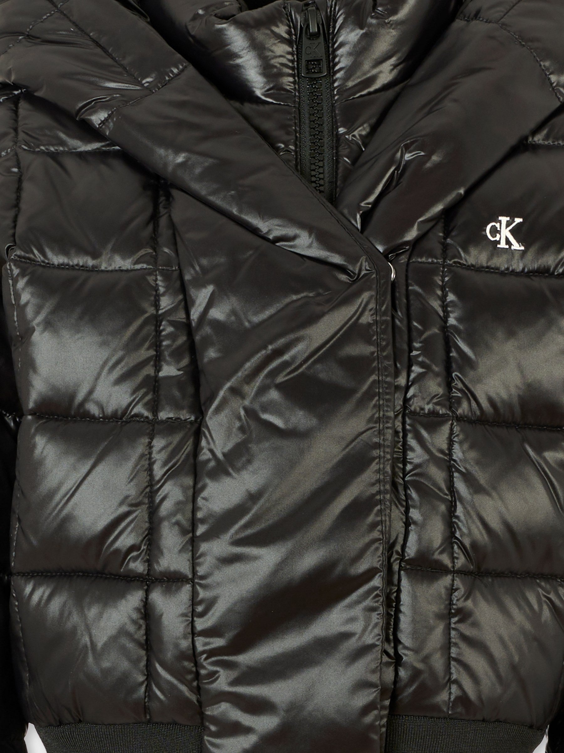 Piumino crop nero per bambina con logo ricamato,Calvin Klein Kids,25CCKIG0IG02988 BEH