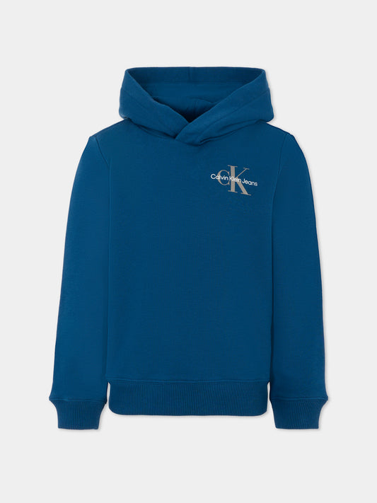 Felpa blu per bambino con logo,Calvin Klein Kids,25CCKIU0IU00266 C3I