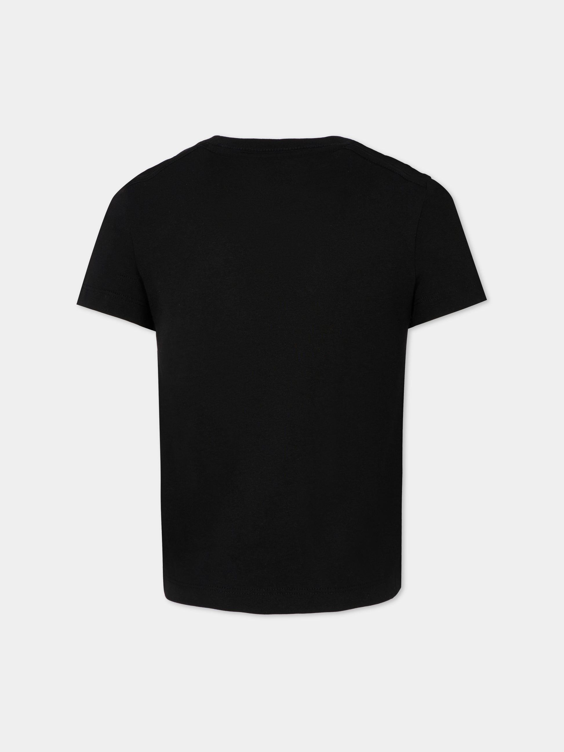 T-shirt nera per bambini con patch logato,Calvin Klein Kids,25CCKIU0IU00543 BEH