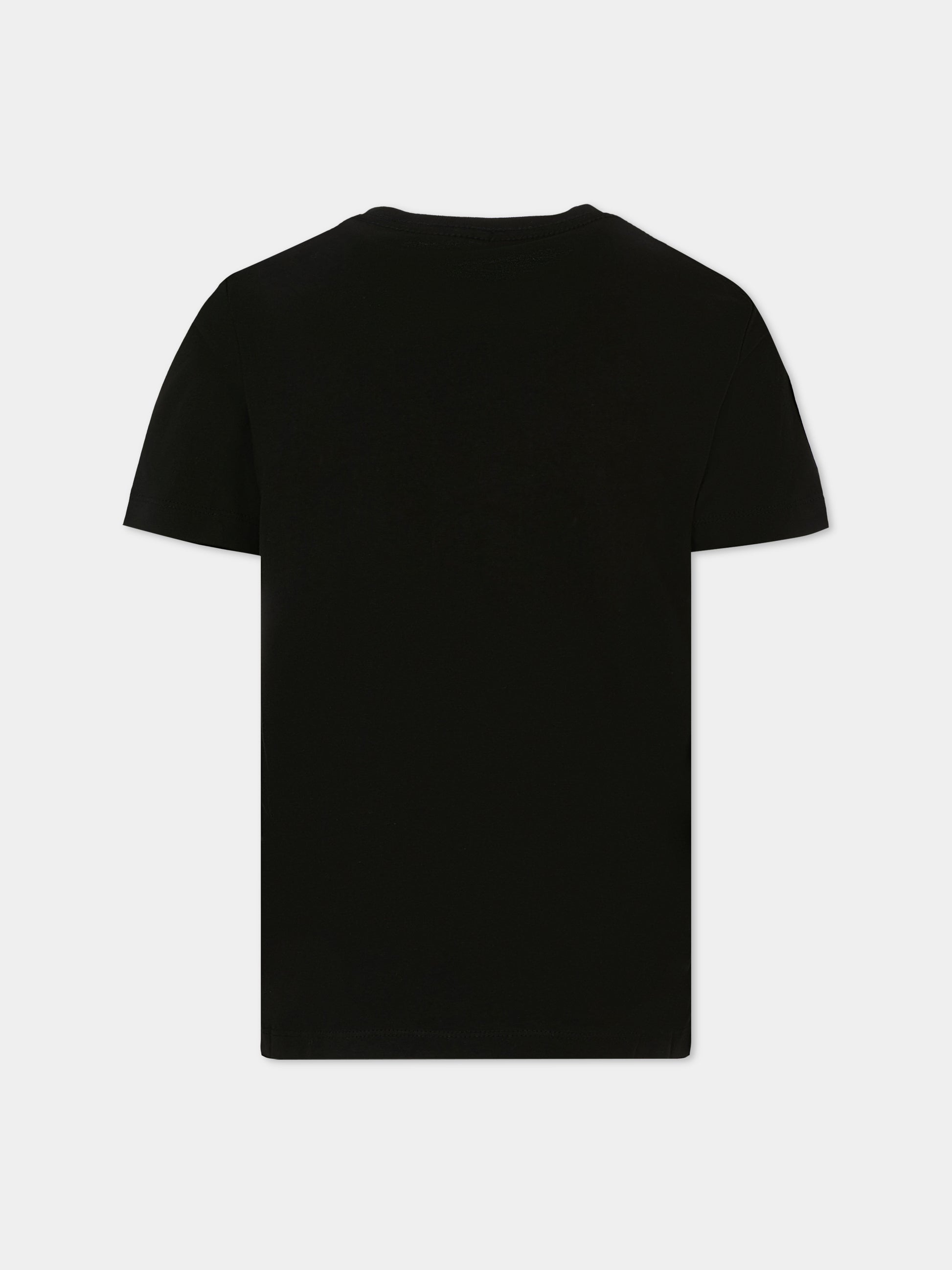 T-shirt nera per bambini con logo bianco,Calvin Klein Kids,25CCKIU0IU00676 BEH