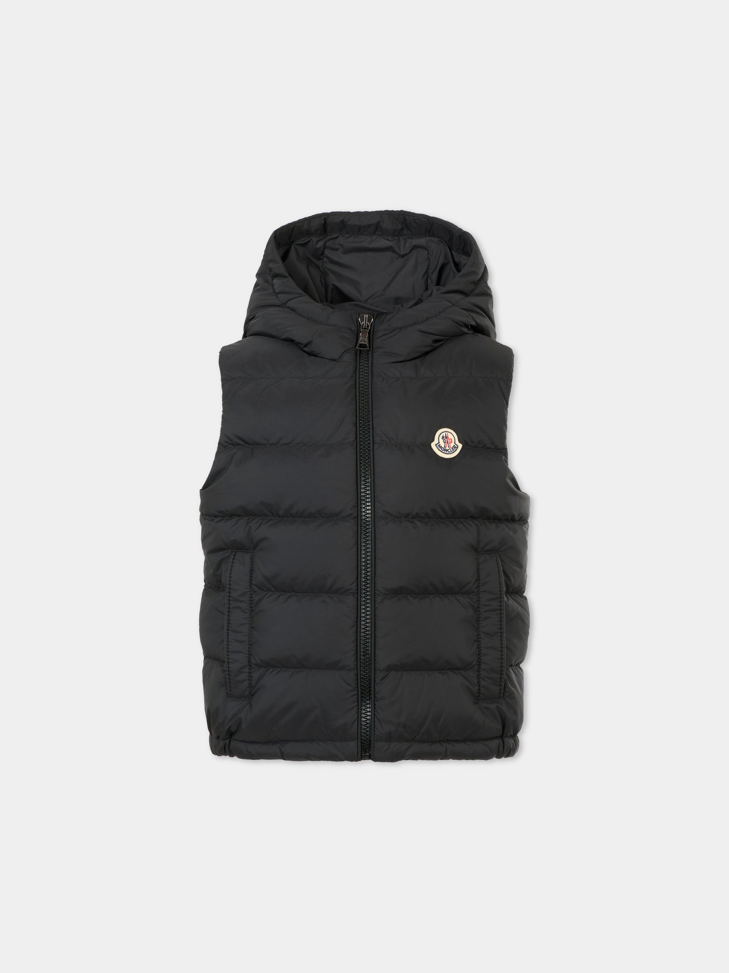 Gilet nero Fudo per bambino con patch logato,Moncler Kids,K2954 - 1A00029 - 53A5E 999