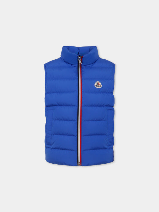 Gilet Ertavete blu per bambino con logo,Moncler Kids,K2954 - 1A00052 - 597YW 74J