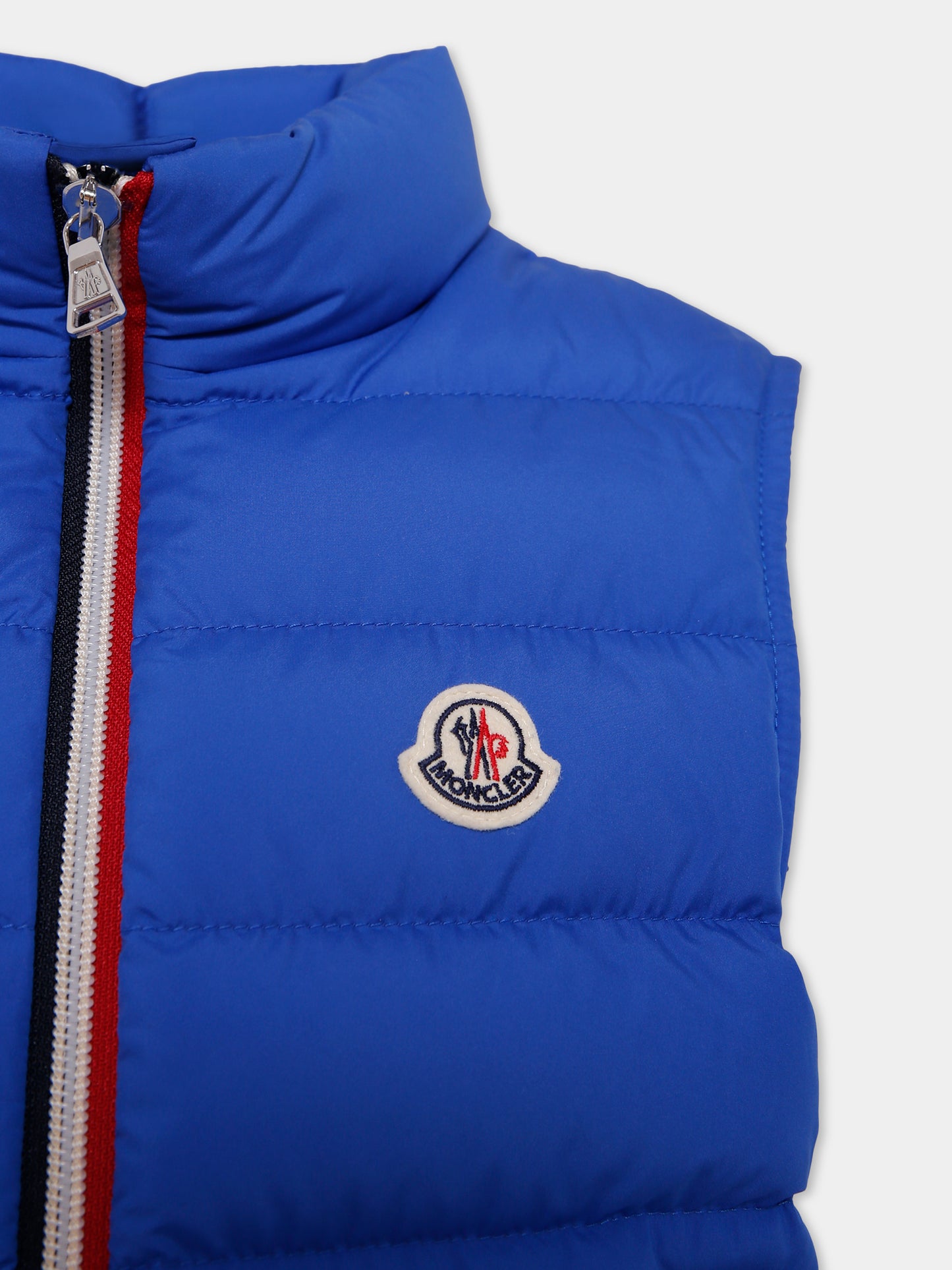 Gilet Ertavete blu per bambino con logo,Moncler Kids,K2954 - 1A00052 - 597YW 74J