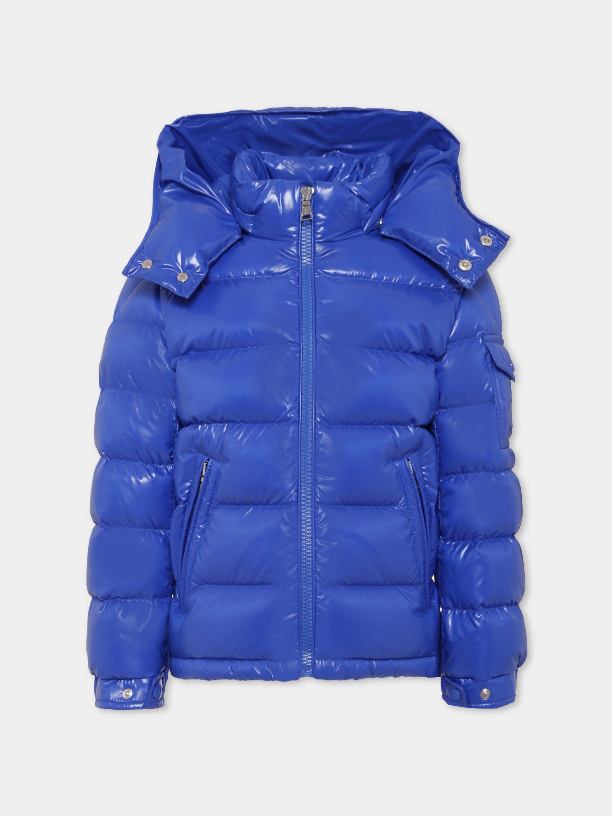 Piumino Maya blu per bambino con logo,Moncler Kids,K2954 - 1A12520 - 68950 74J