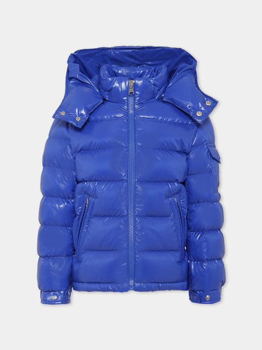 Piumino Maya blu per bambino con logo,Moncler Kids,K2954 - 1A12520 - 68950 74J
