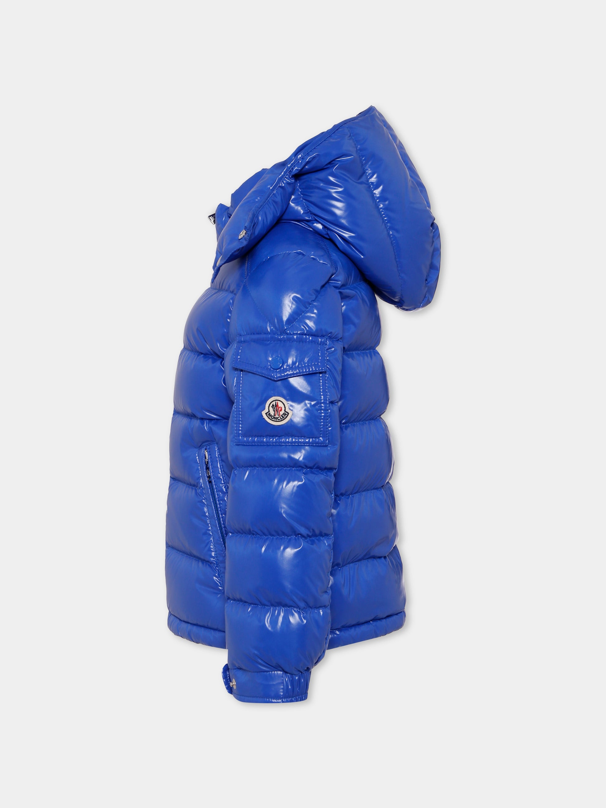 Piumino Maya blu per bambino con logo,Moncler Kids,K2954 - 1A12520 - 68950 74J