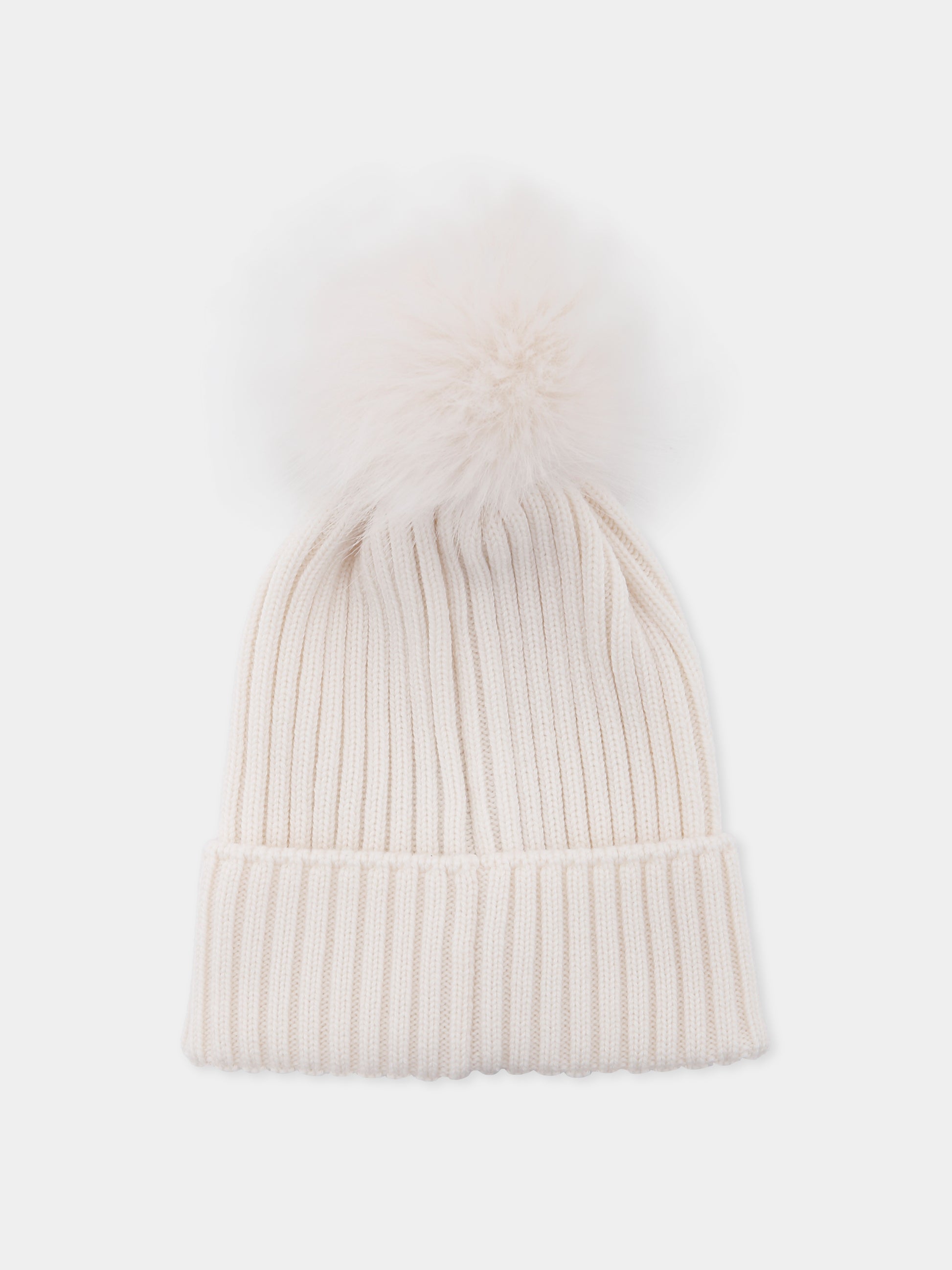 Berretto bianco per bambini con pompon,Moncler Kids,K2954 - 3B00011 - M1131 030