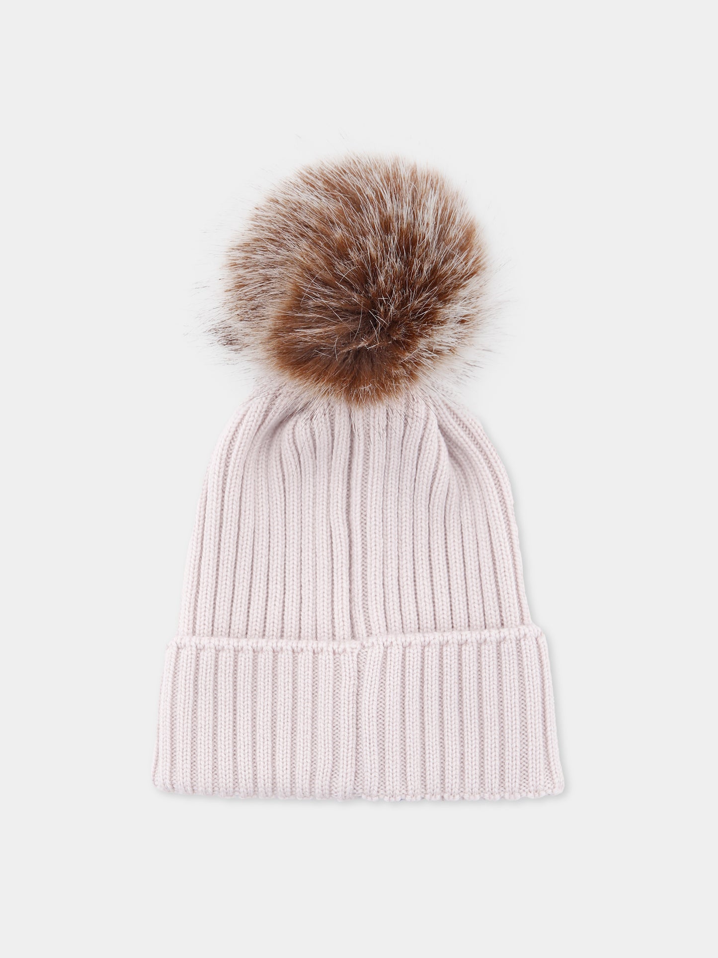 Berretto beige per bambini con pompon,Moncler Kids,K2954 - 3B00011 - A9327 216