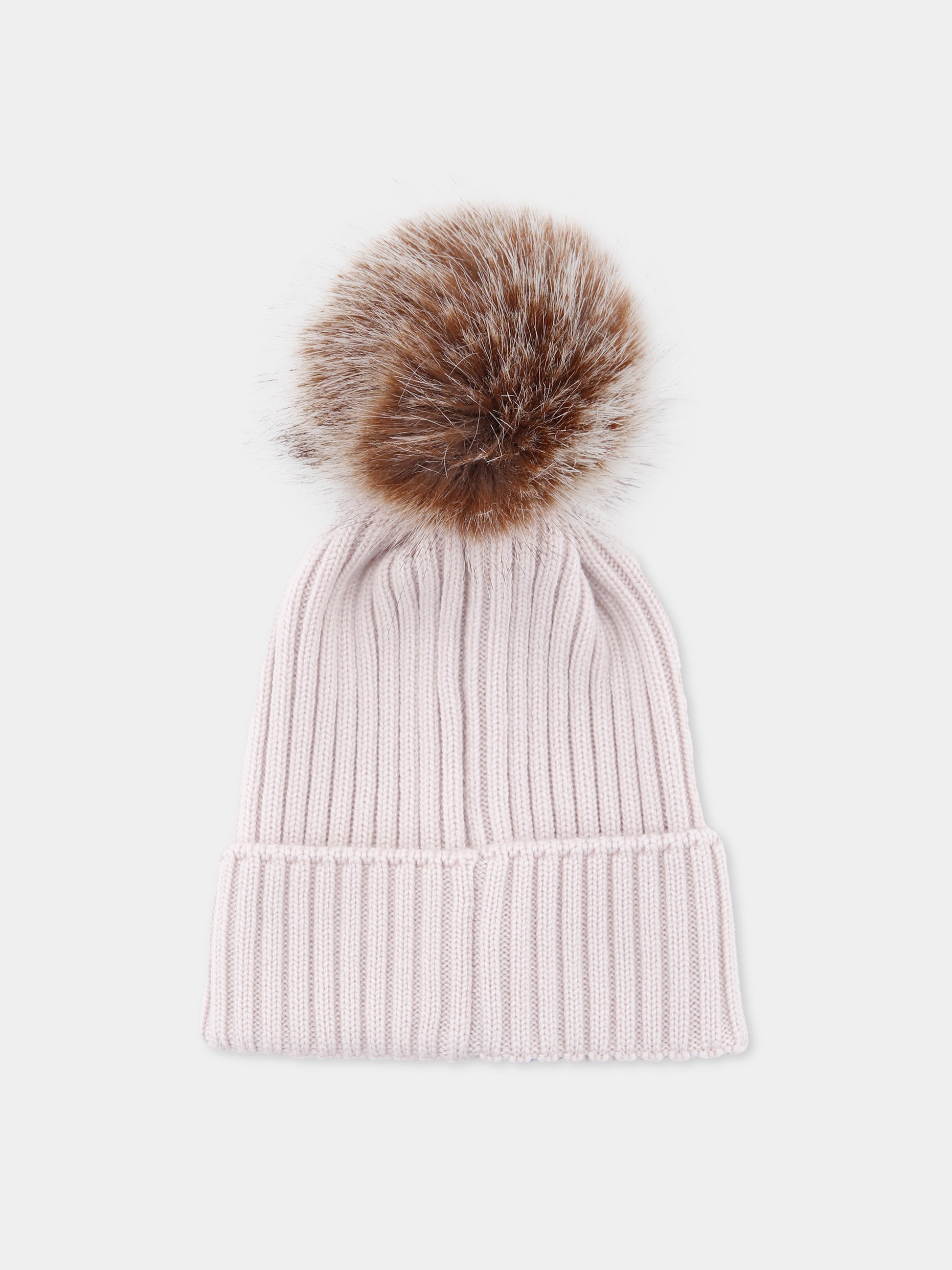 Berretto beige per bambini con pompon,Moncler Kids,K2954 - 3B00011 - A9327 216