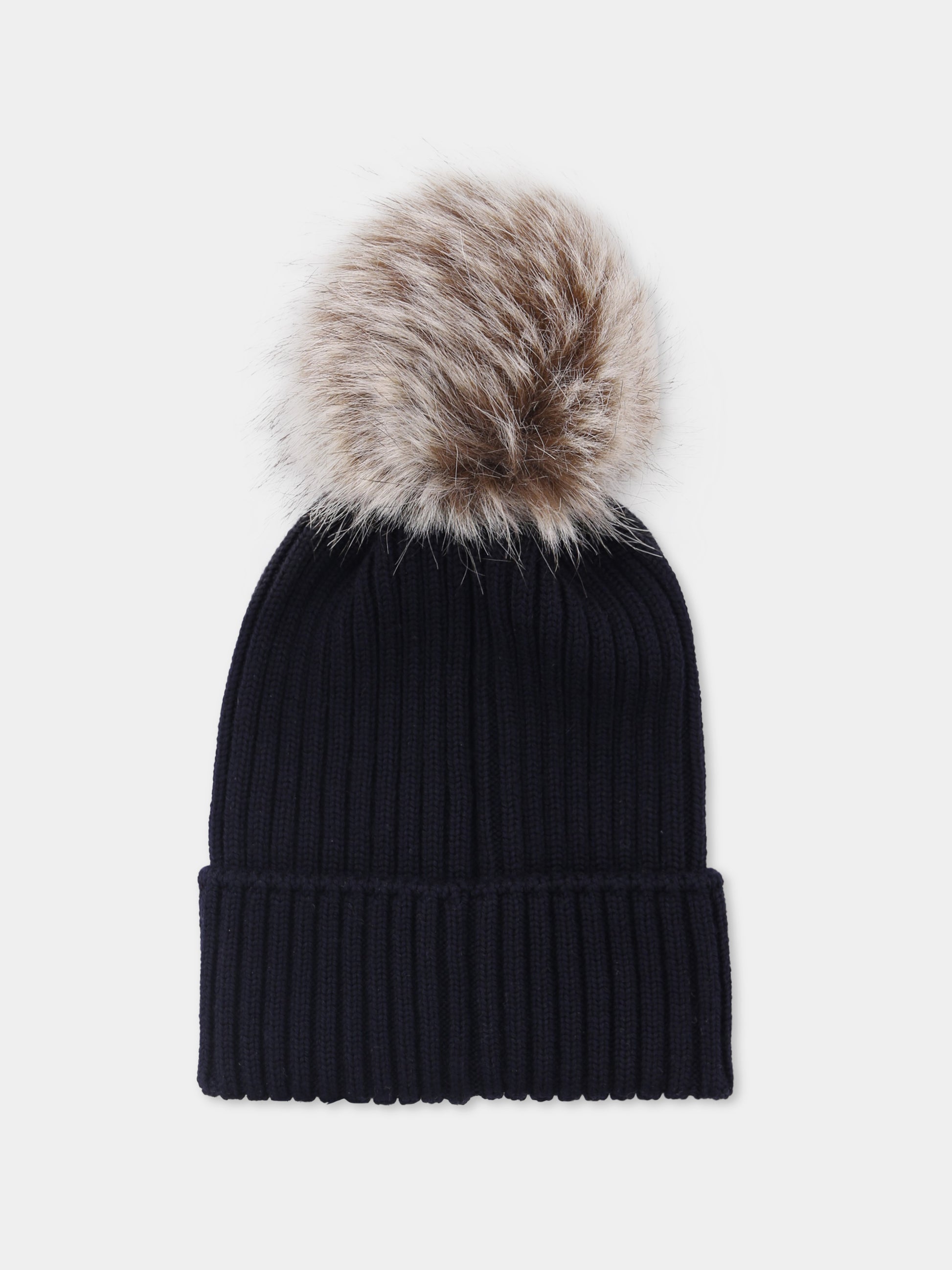 Berretto blu per bambini con pompon,Moncler Kids,K2954 - 3B00011 - A9327 742