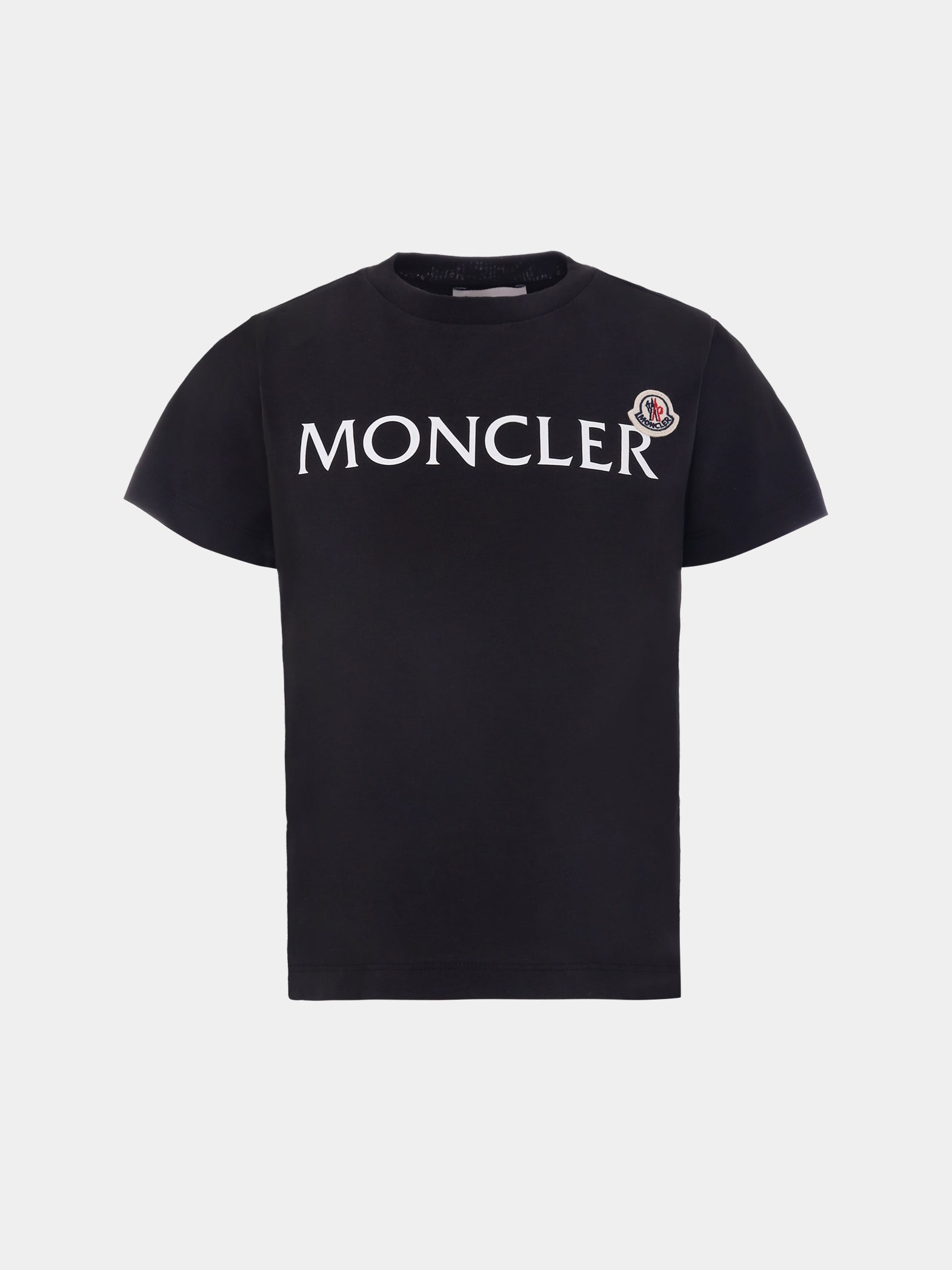 T-shirt nera per bambini con logo,Moncler Kids,K2954 - 8C00018 - 89AFV 999