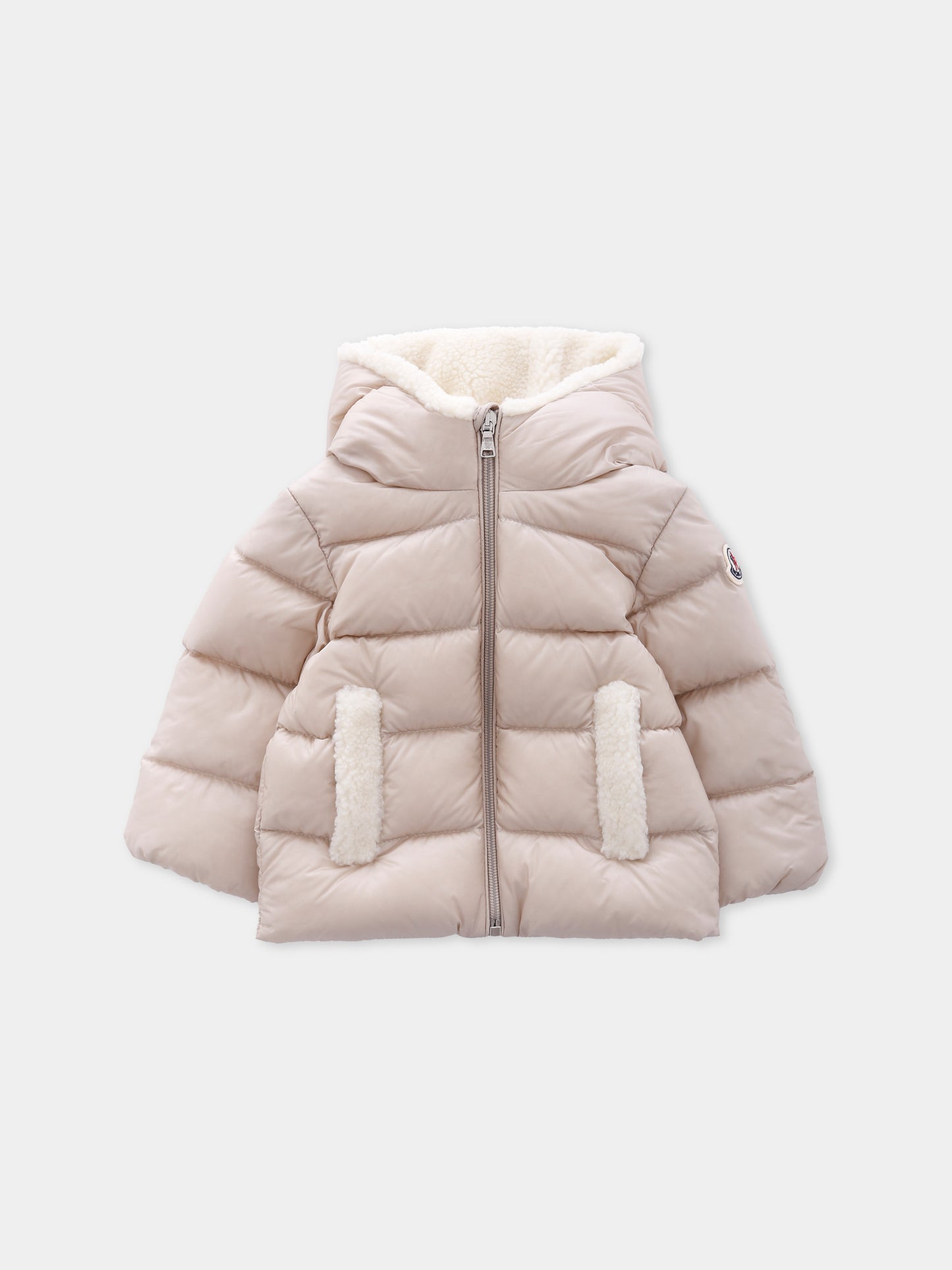 Piumino Borgan beige per neonati con logo,Moncler Kids,K2951 - 1A00011 - 597YF 268