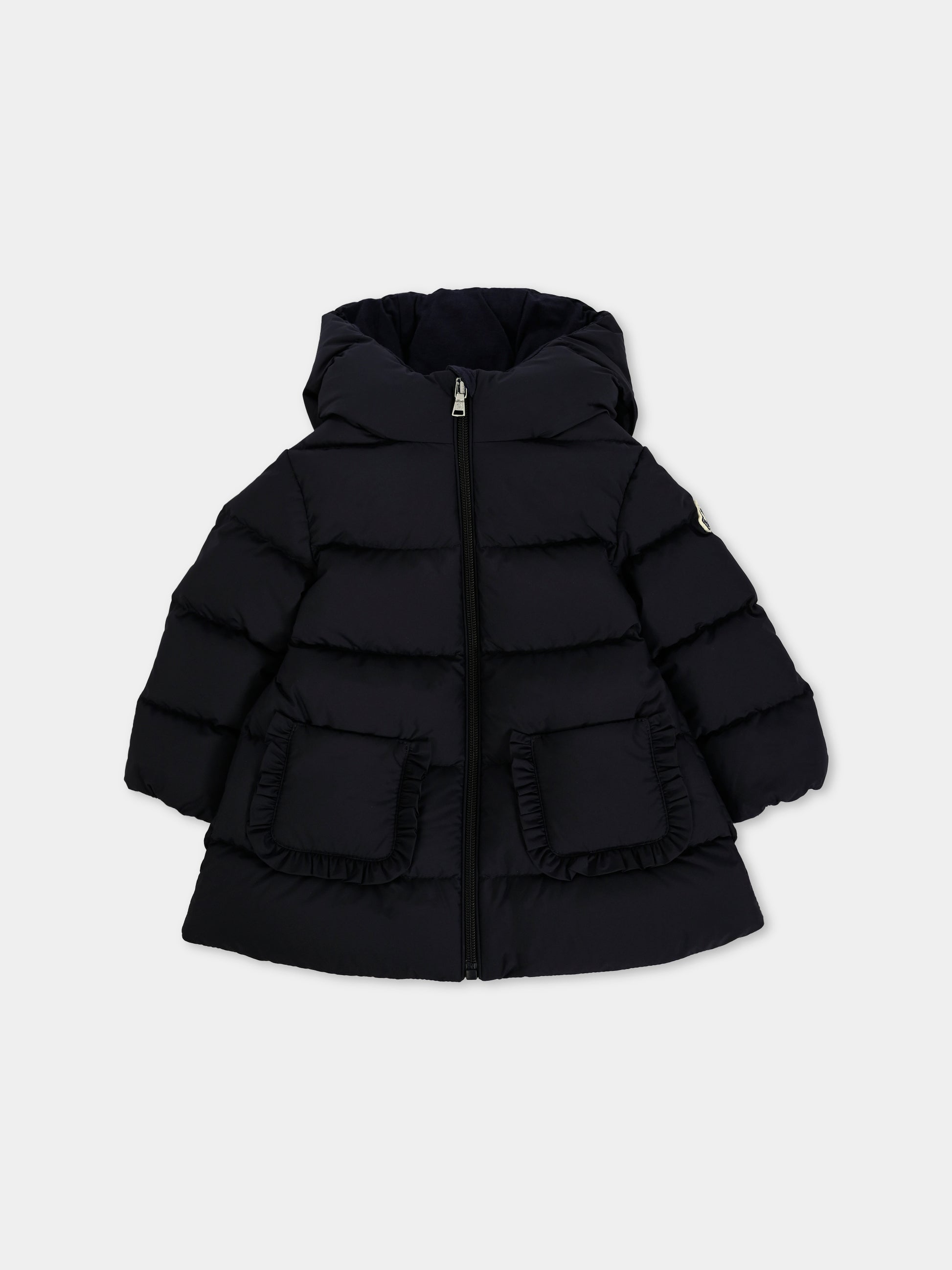 Piumino Molan blu per neonata con logo,Moncler Kids,K2951 - 1C00001 - 597YW 778
