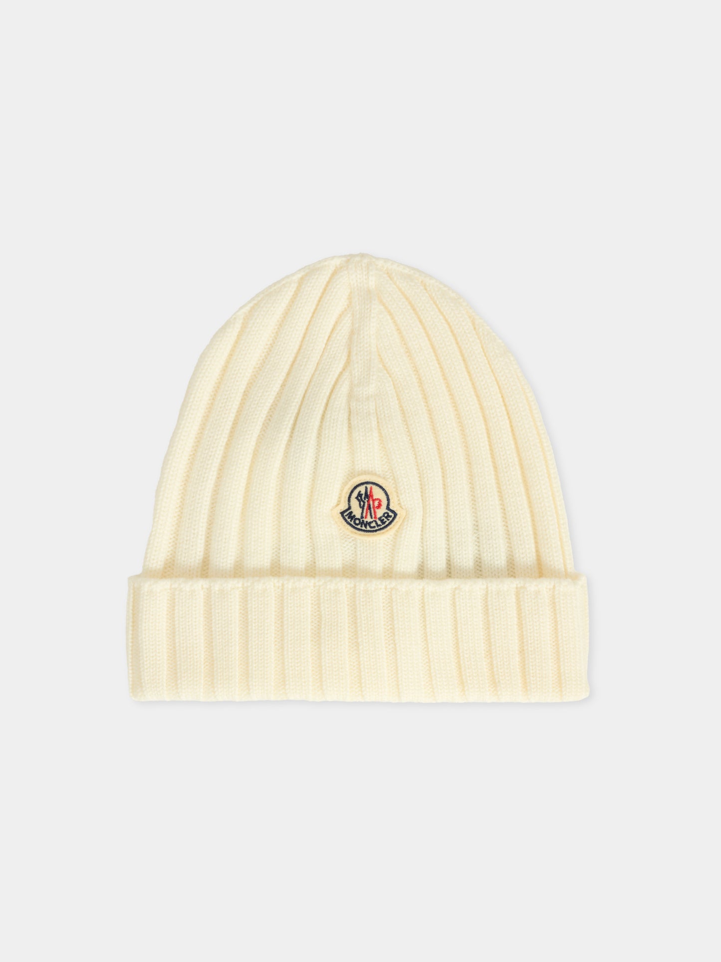 Berretto bianco per neonati con logo,Moncler Kids,K2951 - 3B00006 - M1131 040