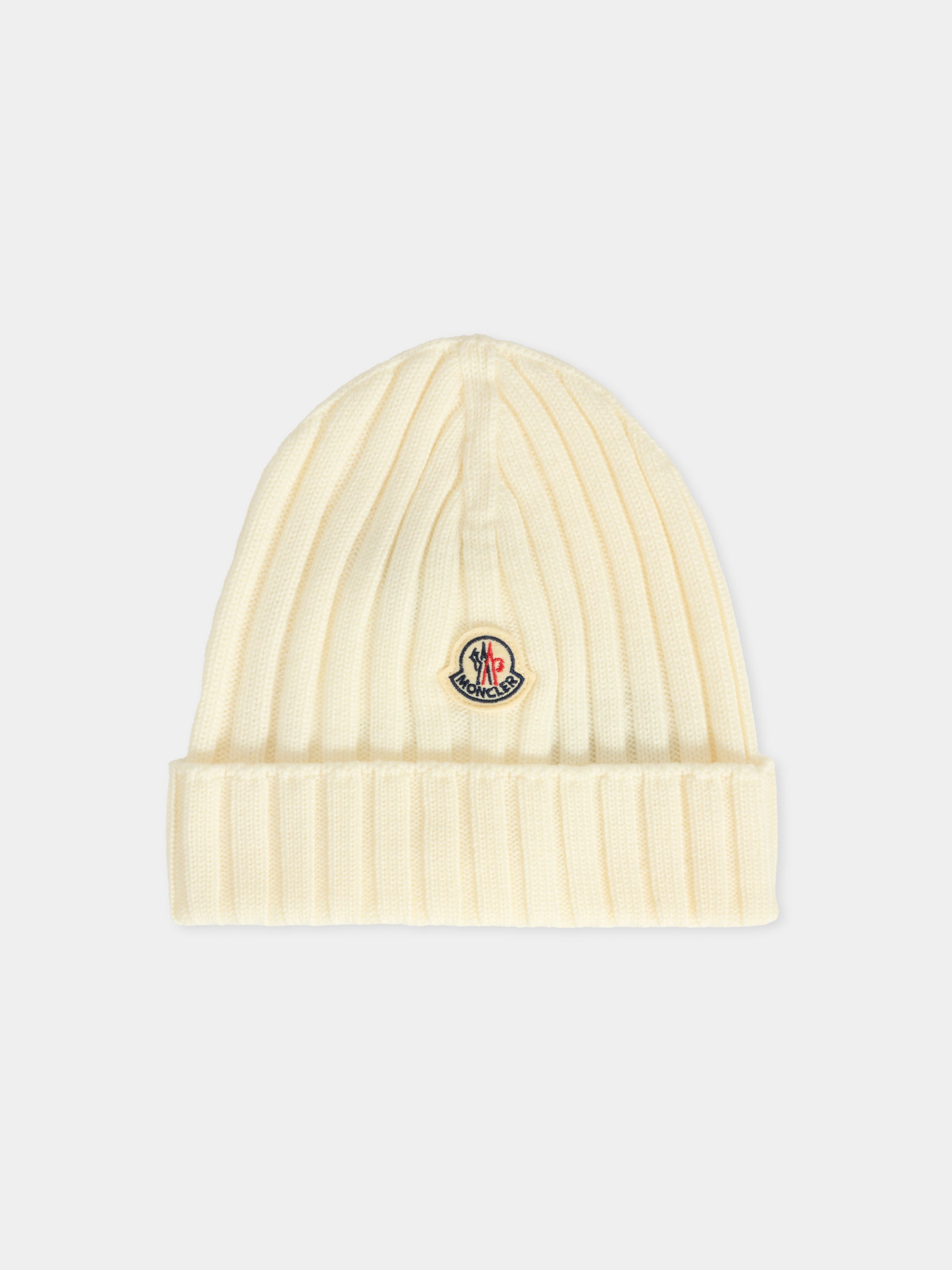 Berretto bianco per neonati con logo,Moncler Kids,K2951 - 3B00006 - M1131 040