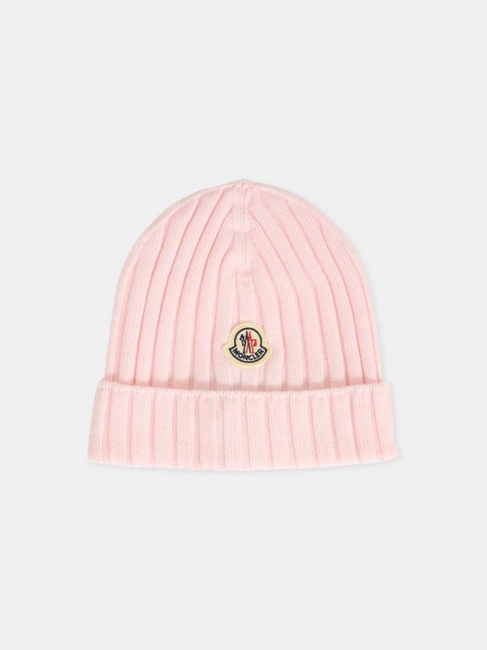 Berretto rosa per neonata con logo,Moncler Kids,K2951 - 3B00006 - M1131 529