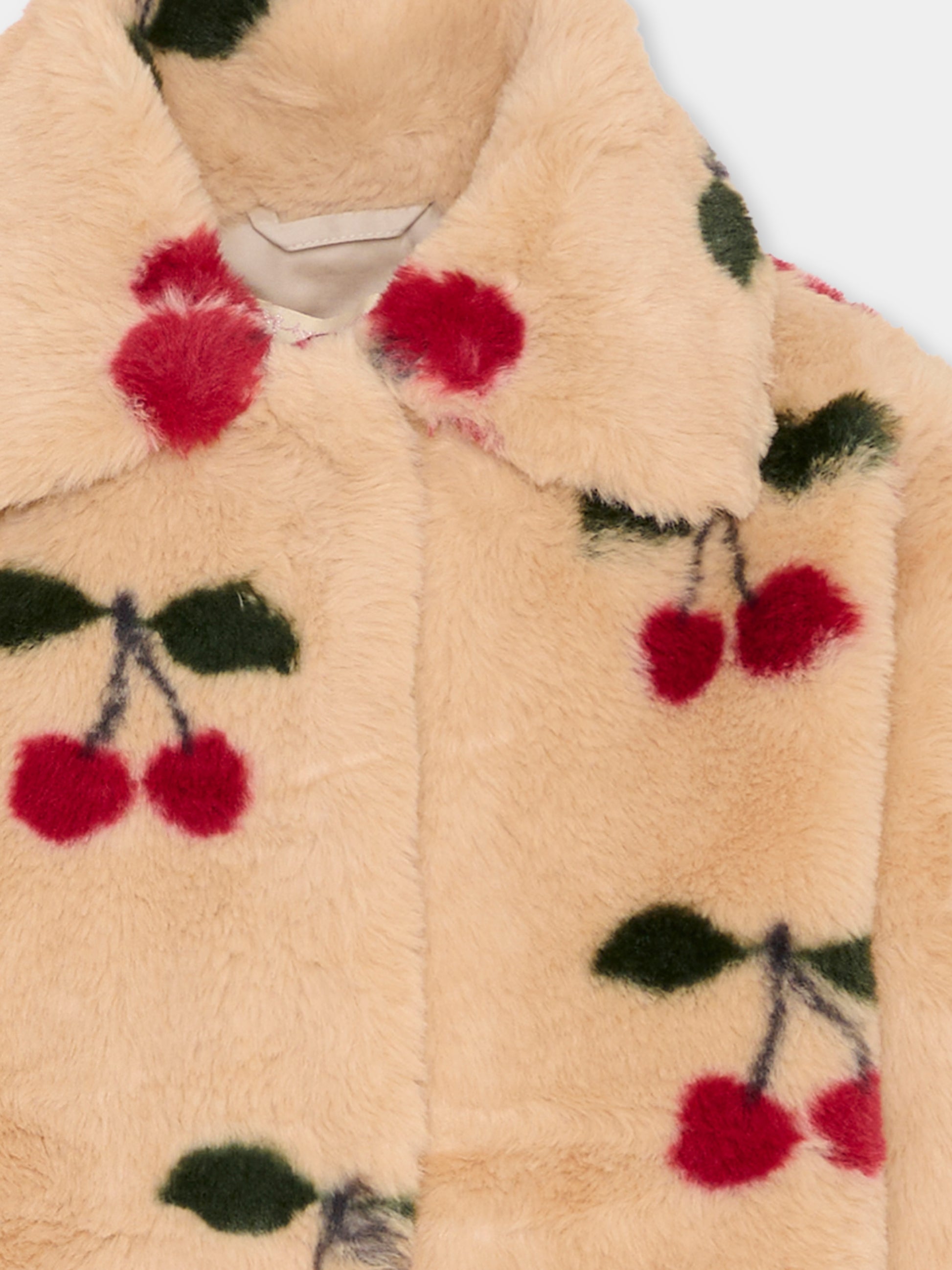 Ecopelliccia rosa per bambina con ciliegie,Konges Sløjd,KS103470 MA GRANDE CERISE