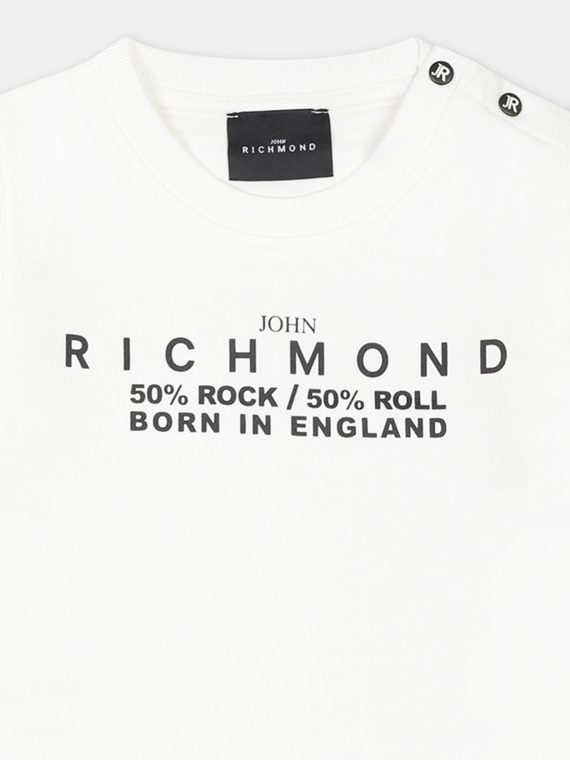 Felpa bianca per neonato con logo,Richmond,RIA24035FE  WHT/BLK