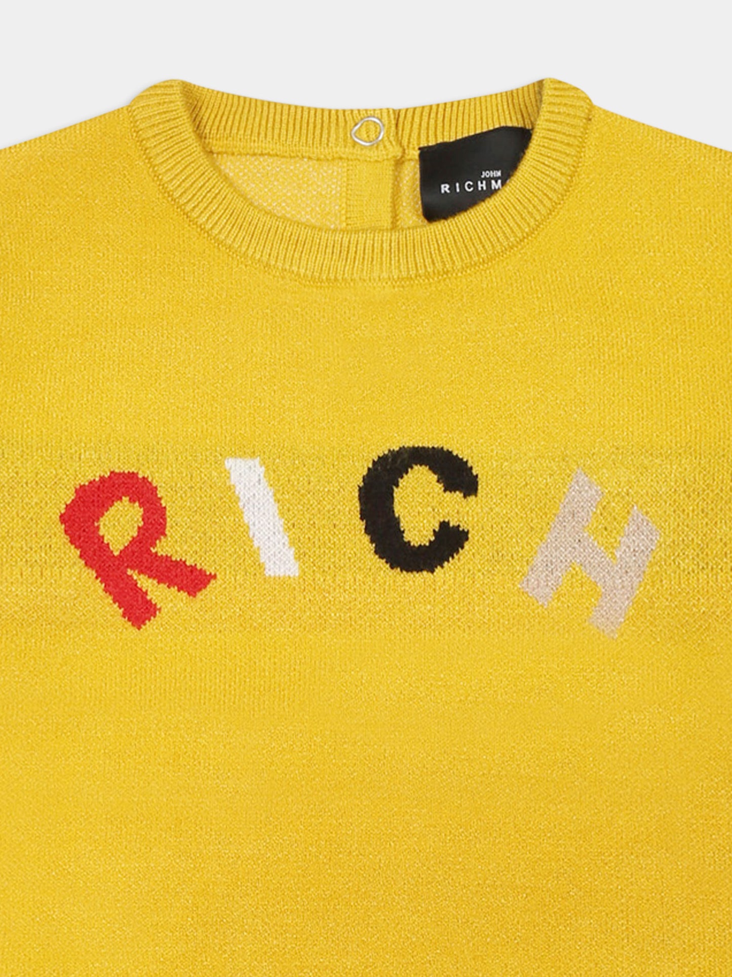 Maglione giallo per neonato con logo,Richmond,RIA24068MA YELLOW