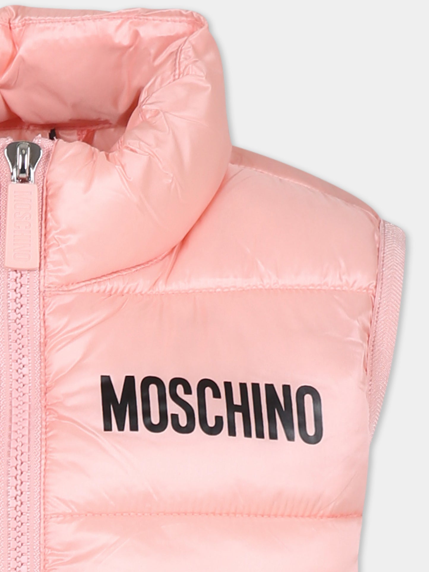 Gilet rosa per bambina con tre Teddy Bears,Moschino Kids,HPS02K L3A32 50209